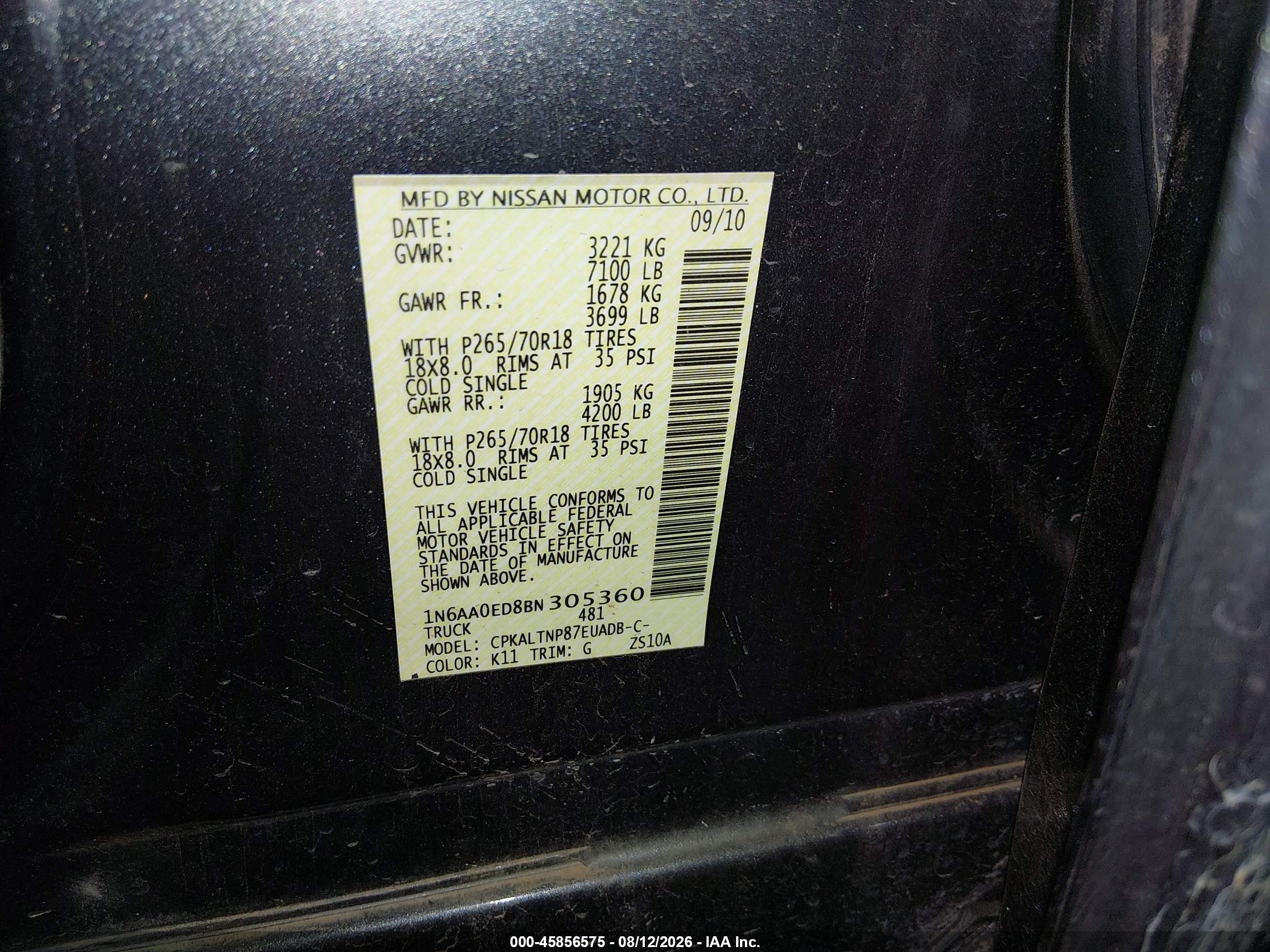 2011 Nissan Titan Sv Gray vin: 1N6AA0ED8BN305360