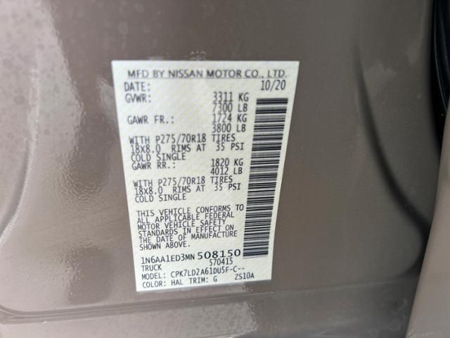 2021 Nissan Titan Pro-4x Brown vin: 1N6AA1ED3MN508150