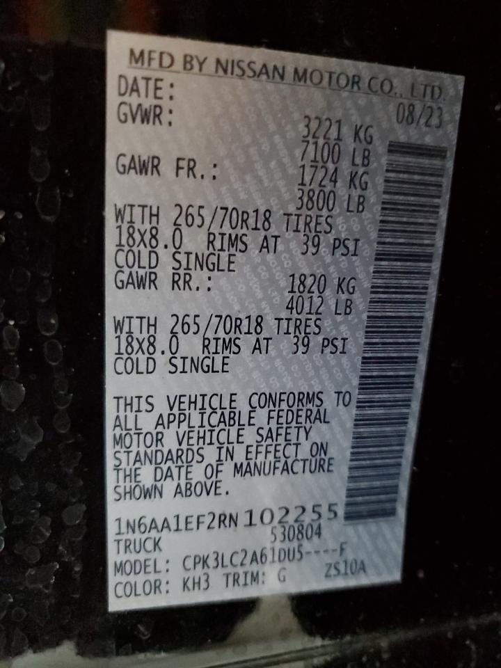 2024 Nissan Titan Sv Black vin: 1N6AA1EF2RN102255