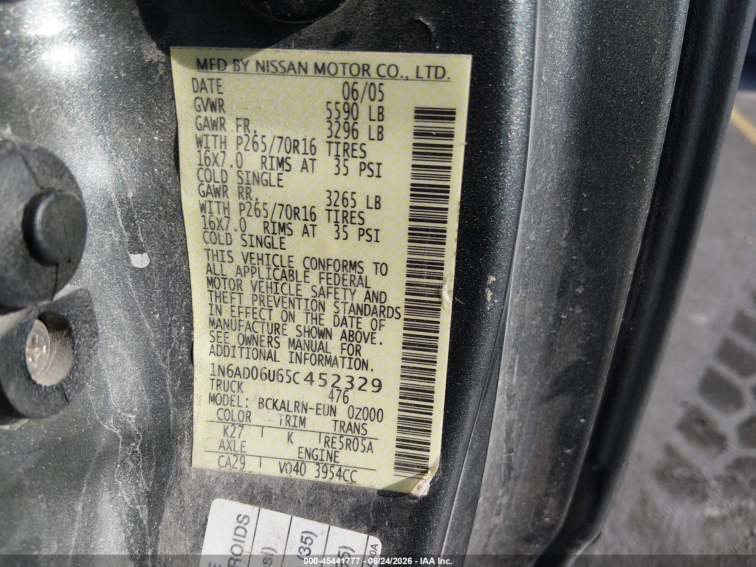 2005 Nissan Frontier 2wd Se Gray vin: 1N6AD06U65C452329