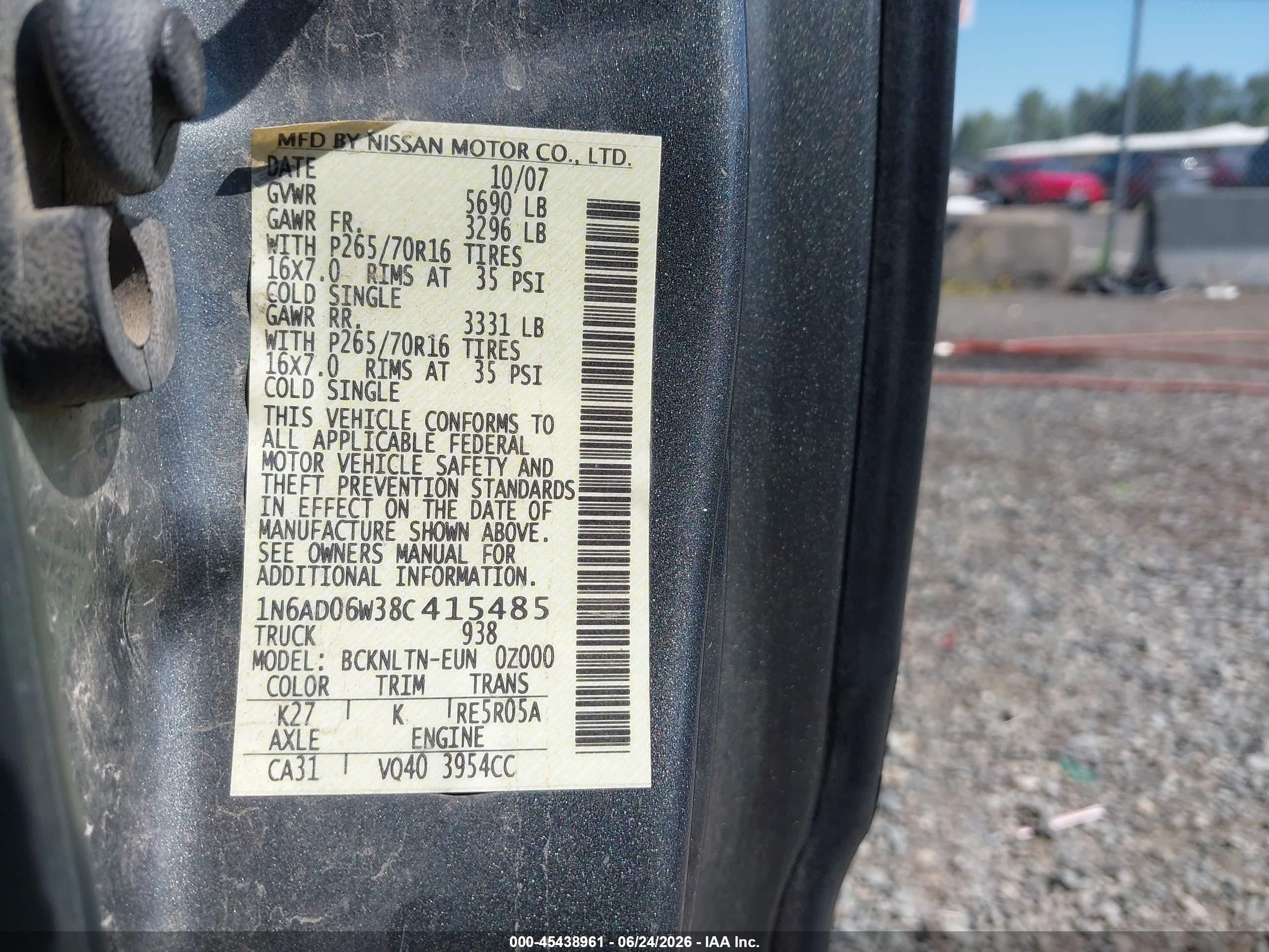 2008 Nissan Frontier Se Gray vin: 1N6AD06W38C415485