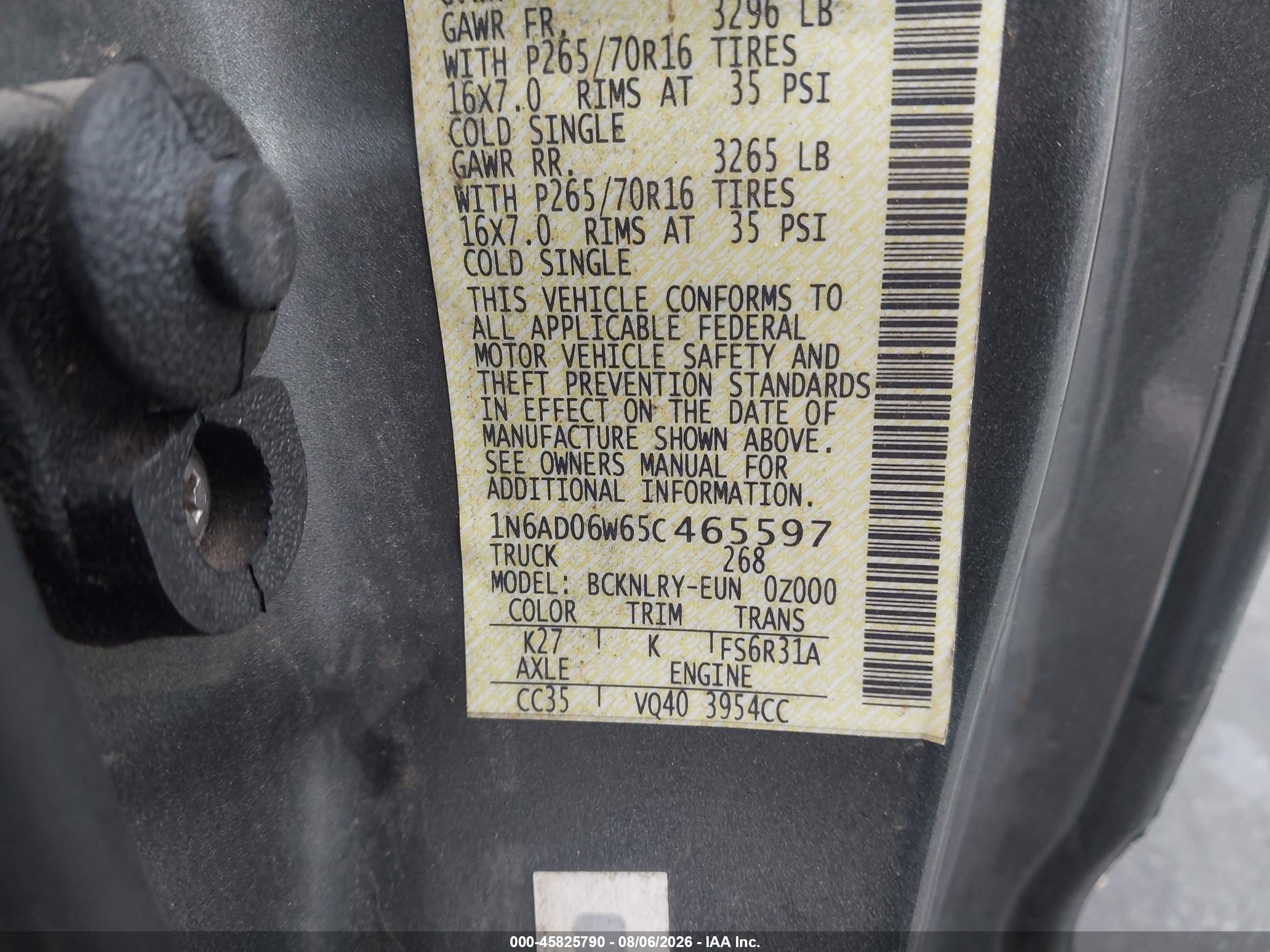 2005 Nissan Frontier Se Gray vin: 1N6AD06W65C465597