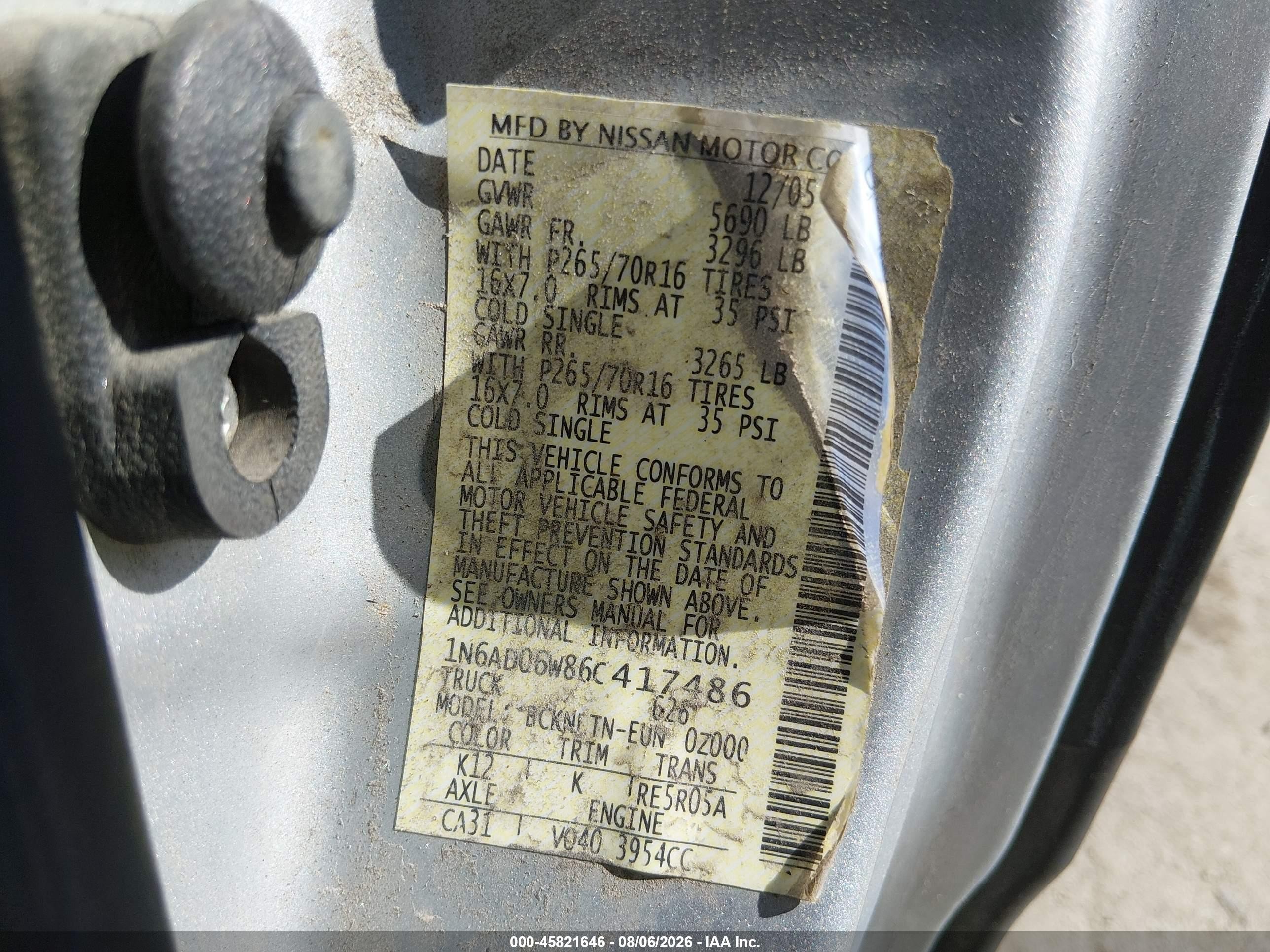 2006 Nissan Frontier Se Серебряный vin: 1N6AD06W86C417486