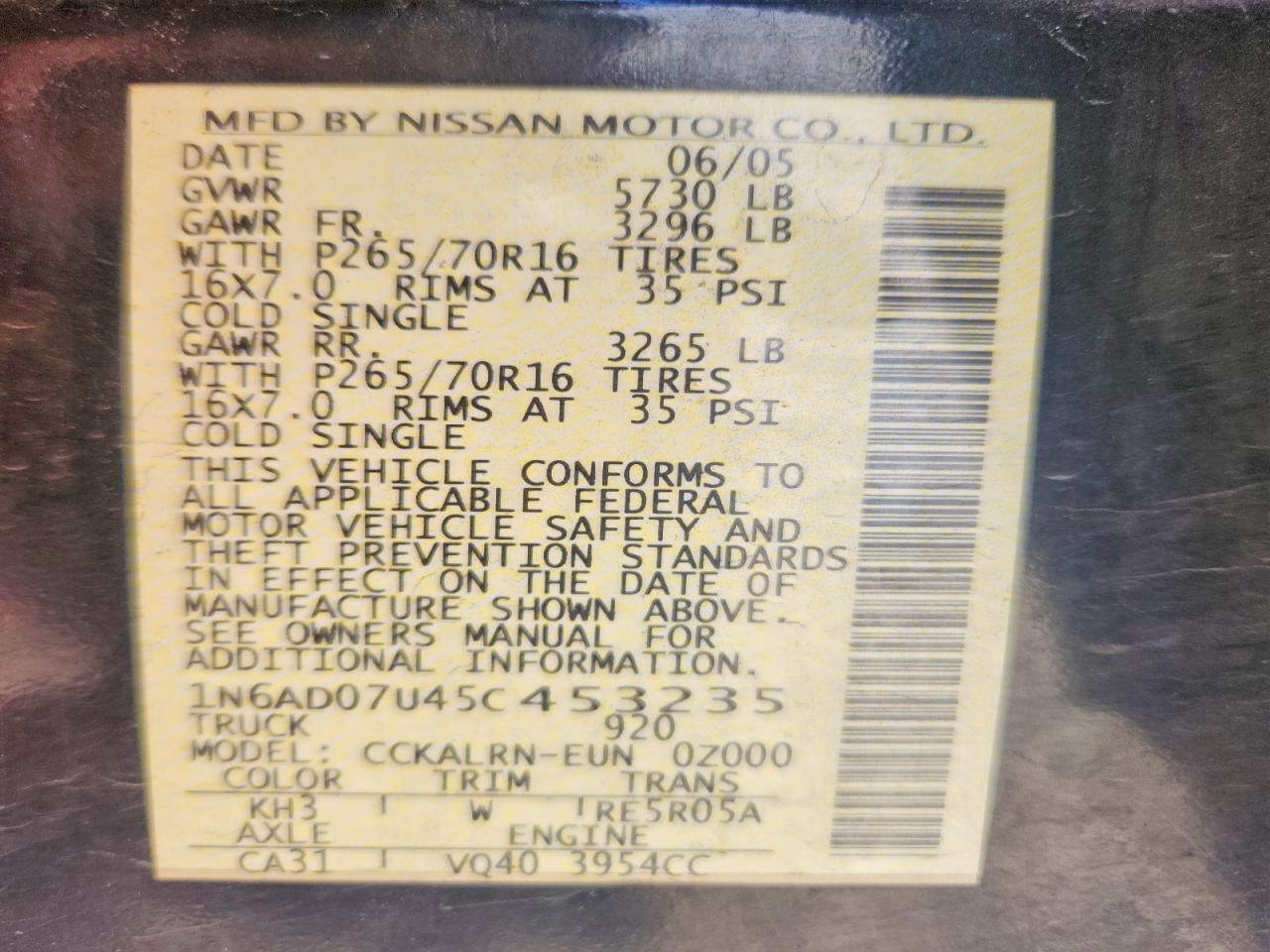 2005 Nissan Frontier Se Черный vin: 1N6AD07U45C453235