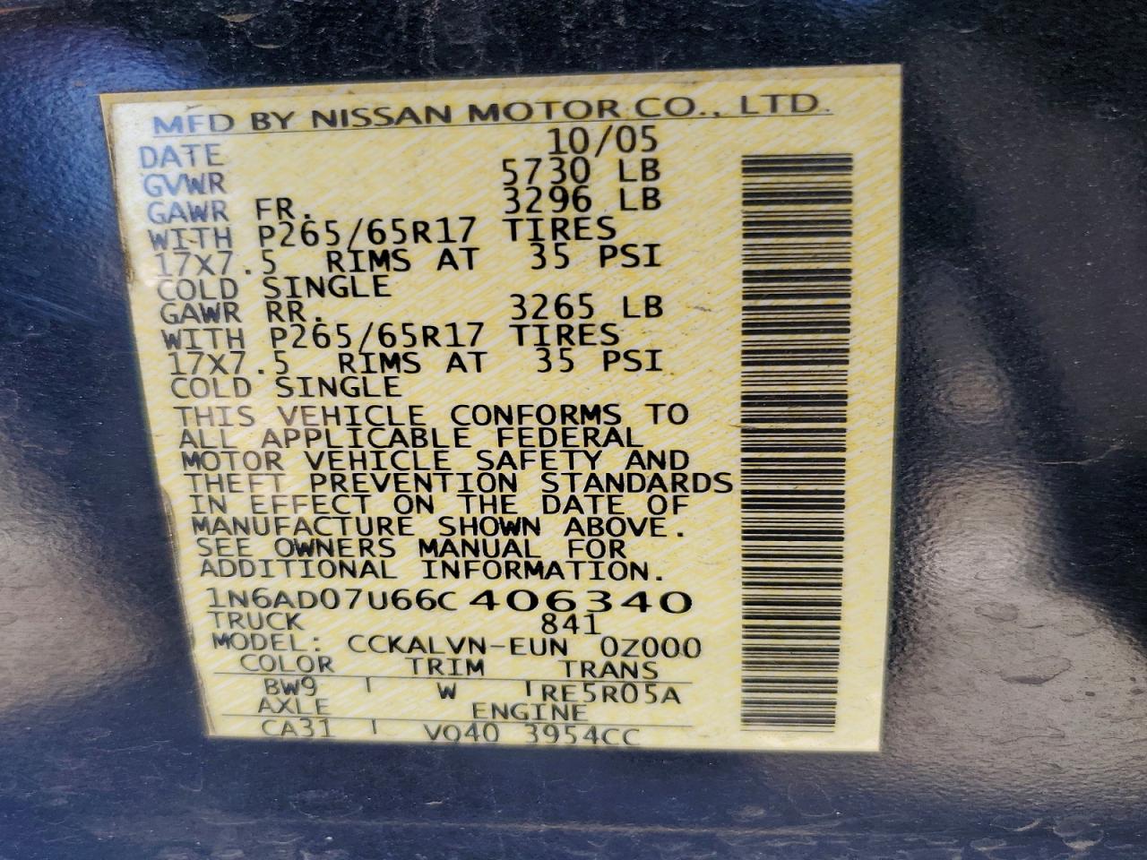 2006 Nissan Frontier Se Blue vin: 1N6AD07U66C406340