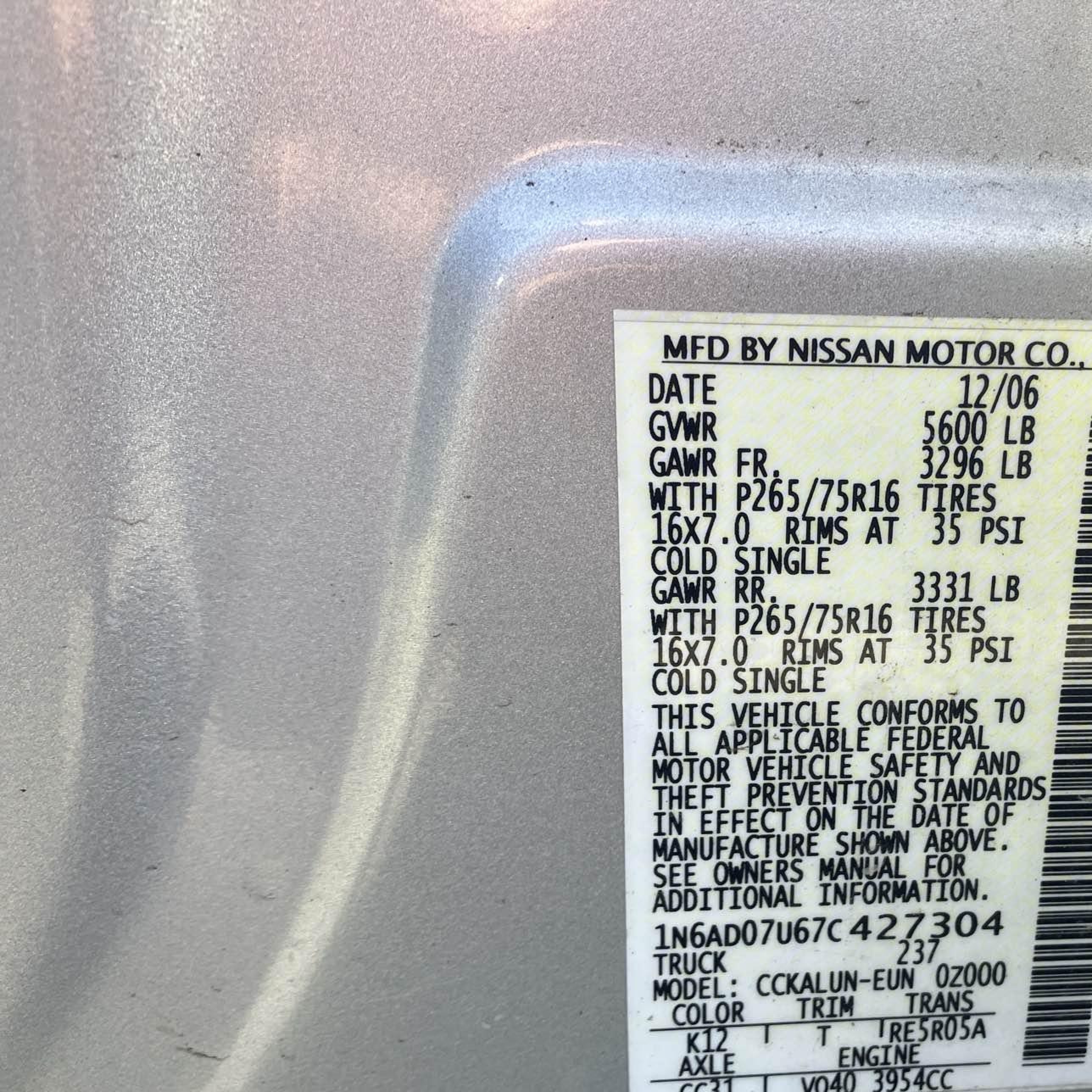 2007 Nissan Frontier Nismo Off Road Серебряный vin: 1N6AD07U67C427304
