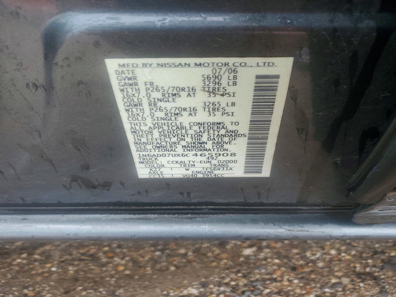 2006 Nissan Frontier Se Серый vin: 1N6AD07UX6C465908