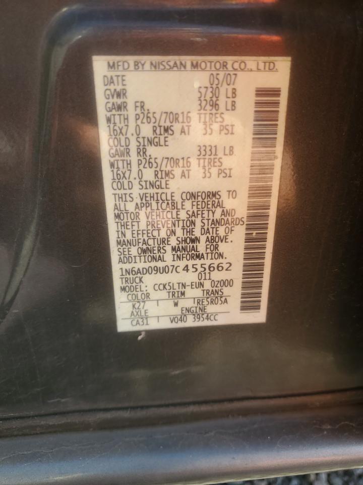 2007 Nissan Frontier Se Charcoal vin: 1N6AD09U07C455662