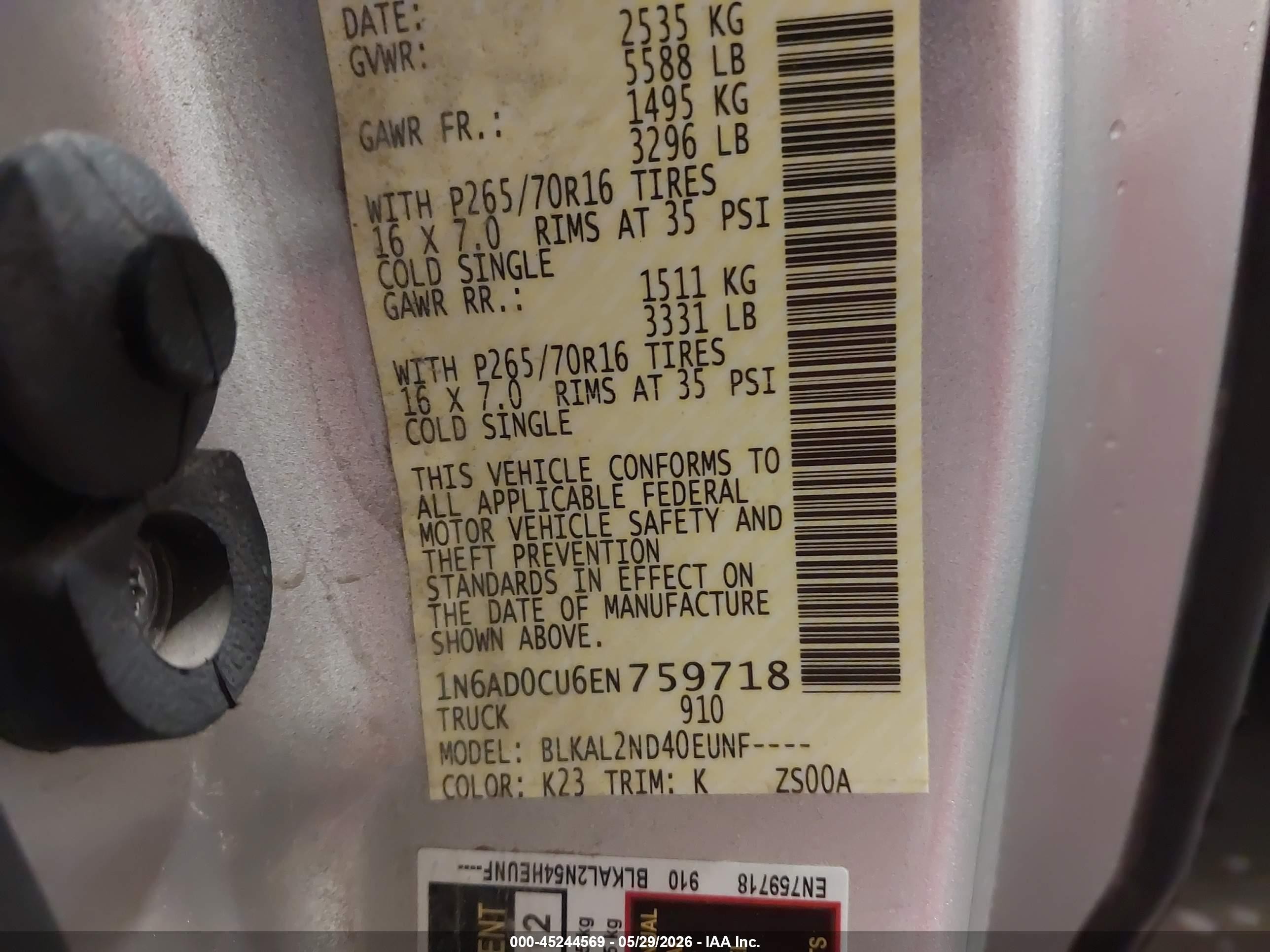 2014 Nissan Frontier Sv Silver vin: 1N6AD0CU6EN759718