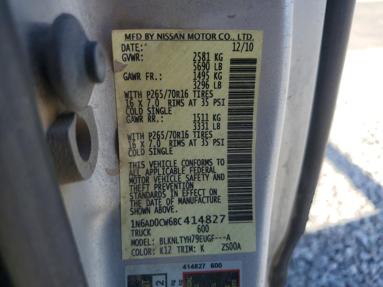 2011 Nissan Frontier Sv V6 Silver vin: 1N6AD0CW6BC414827