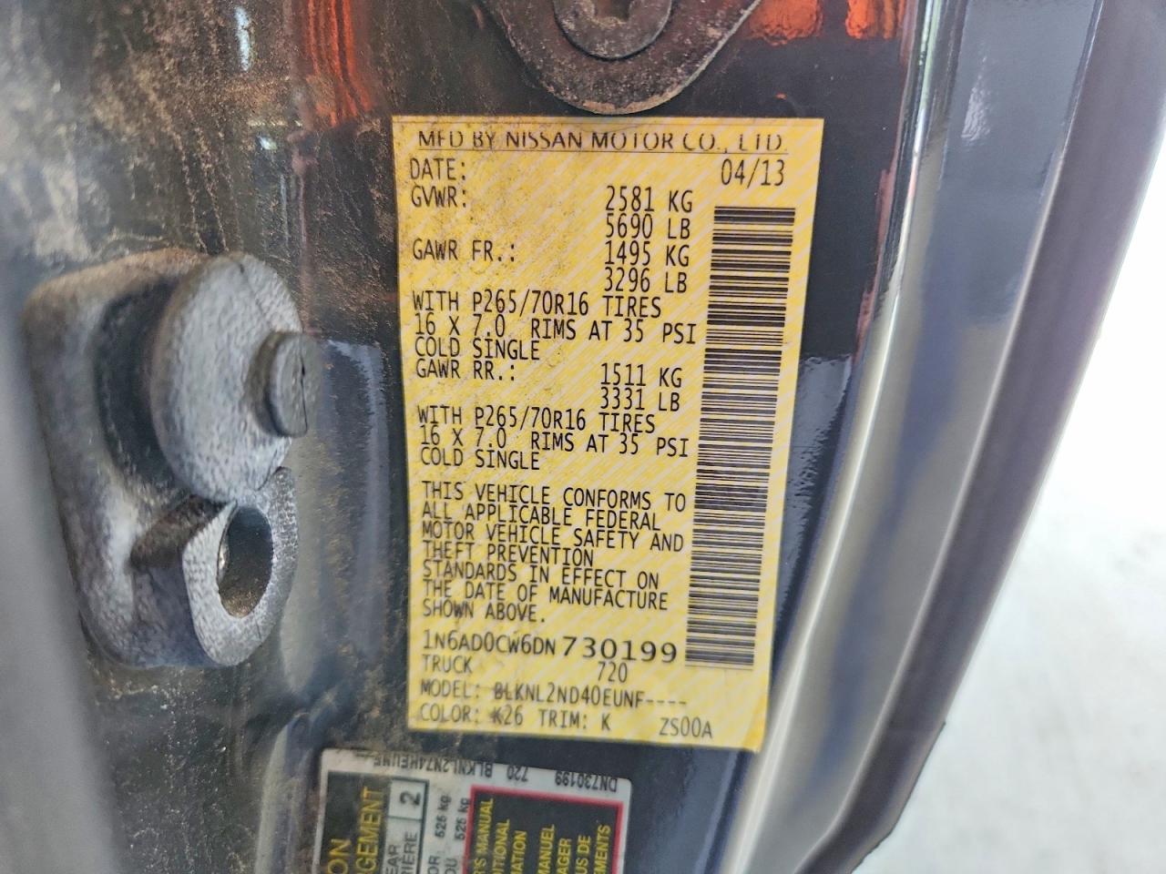 2013 Nissan Frontier Sv V6 Gray vin: 1N6AD0CW6DN730199