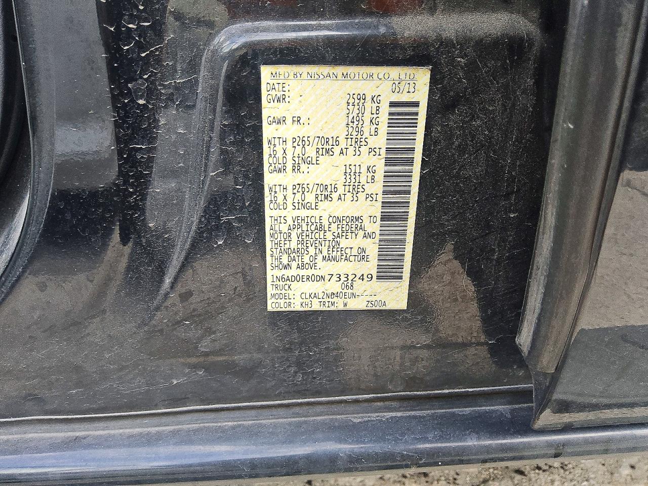 2013 Nissan Frontier S Gray vin: 1N6AD0ER0DN733249