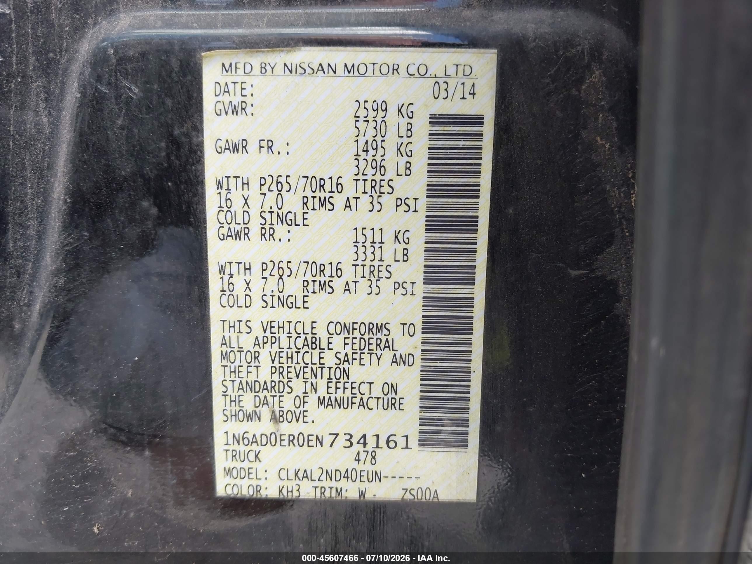 2014 Nissan Frontier Sv Black vin: 1N6AD0ER0EN734161