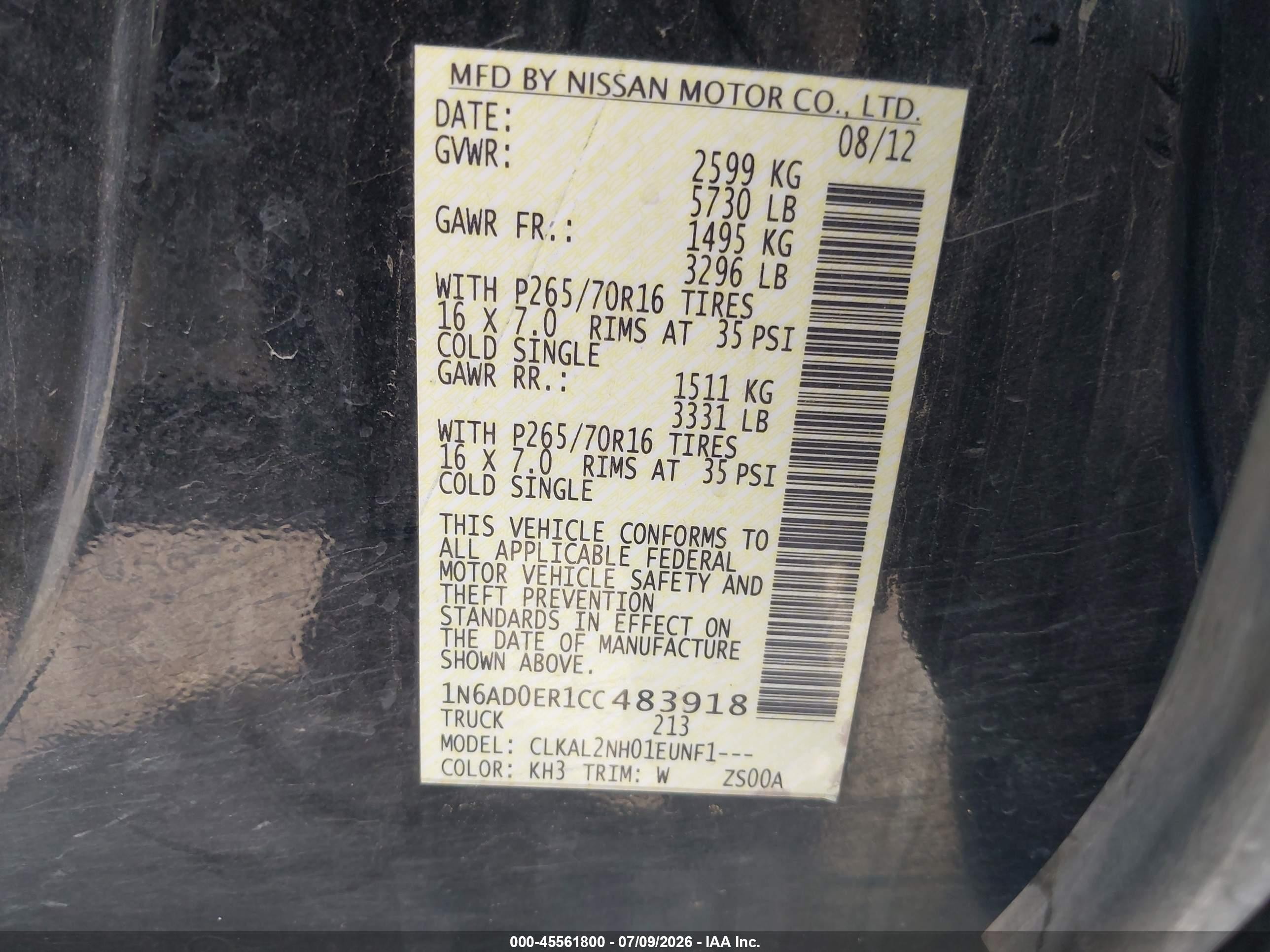 2012 Nissan Frontier Sv Черный vin: 1N6AD0ER1CC483918