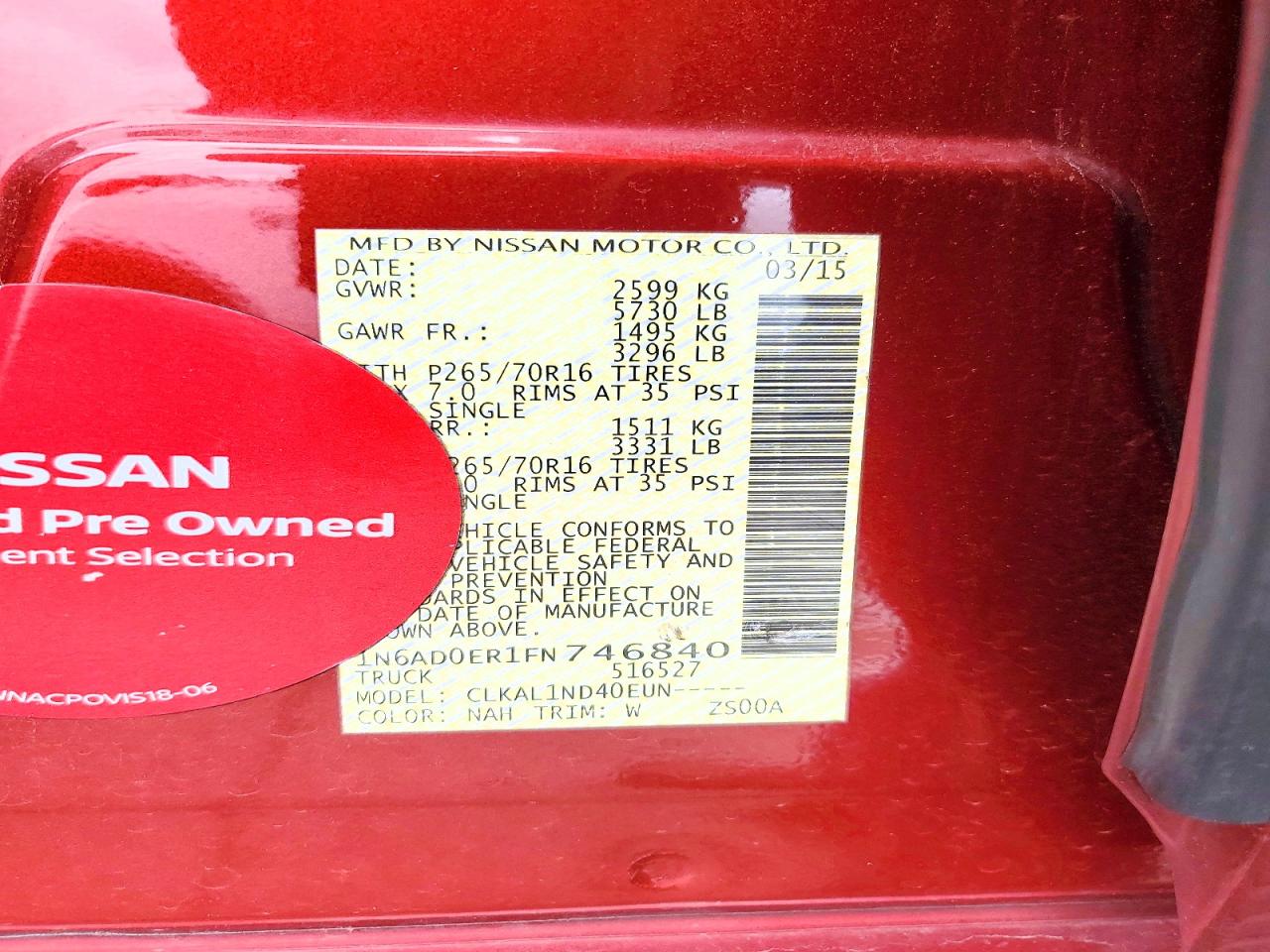 2015 Nissan Frontier S Красный vin: 1N6AD0ER1FN746840