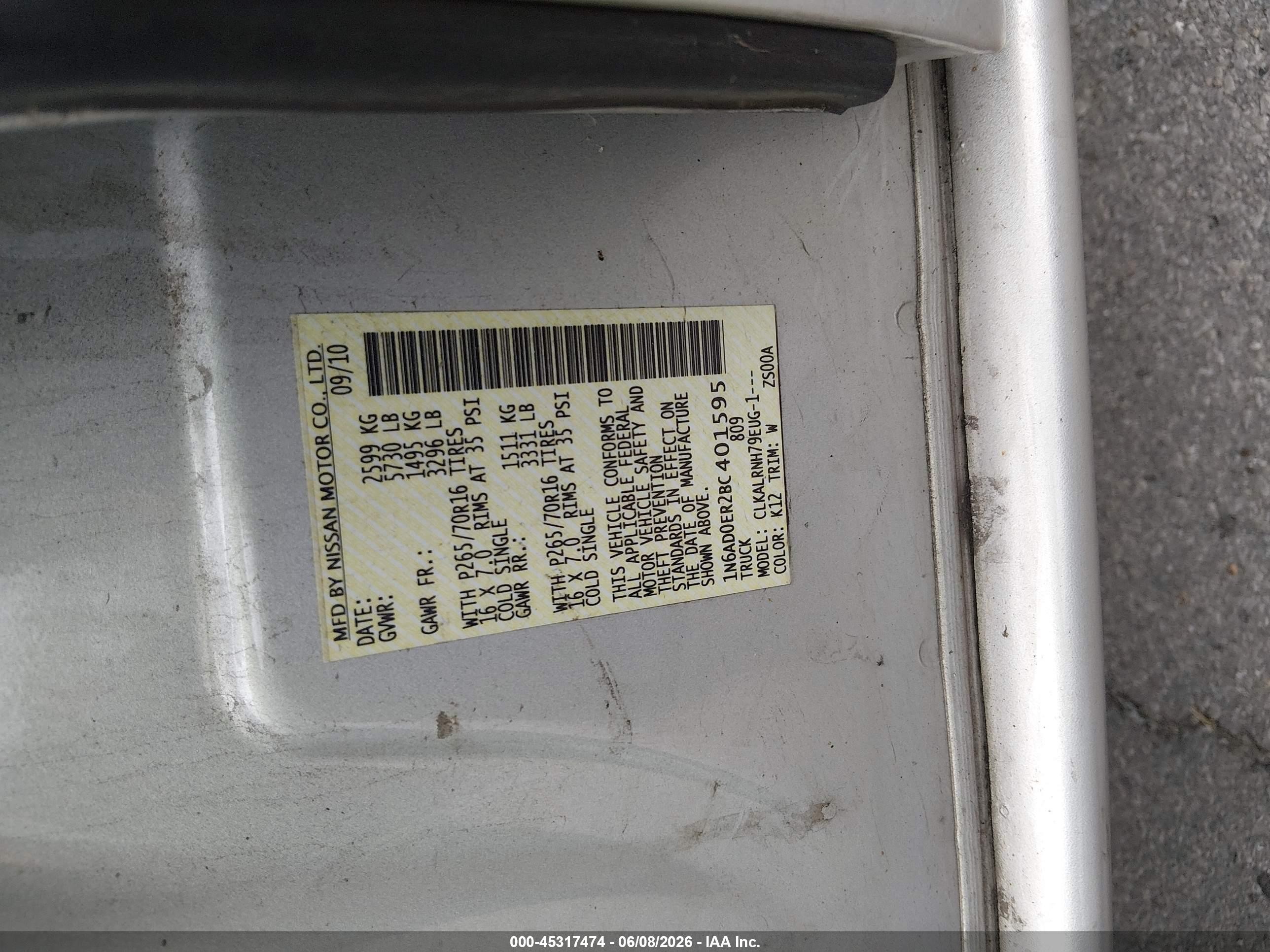 2011 Nissan Frontier S Silver vin: 1N6AD0ER2BC401595