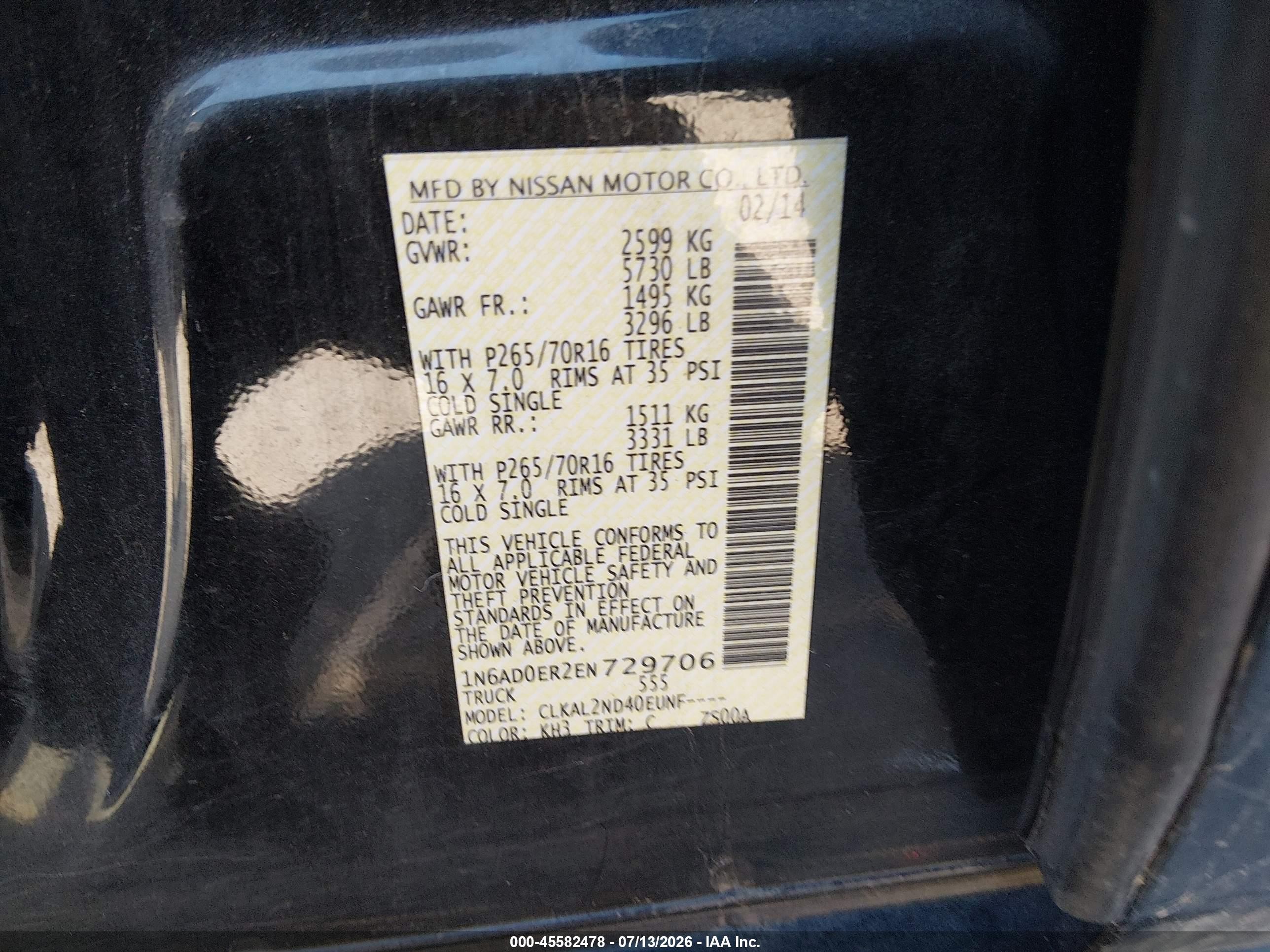 2014 Nissan Frontier Sv Black vin: 1N6AD0ER2EN729706