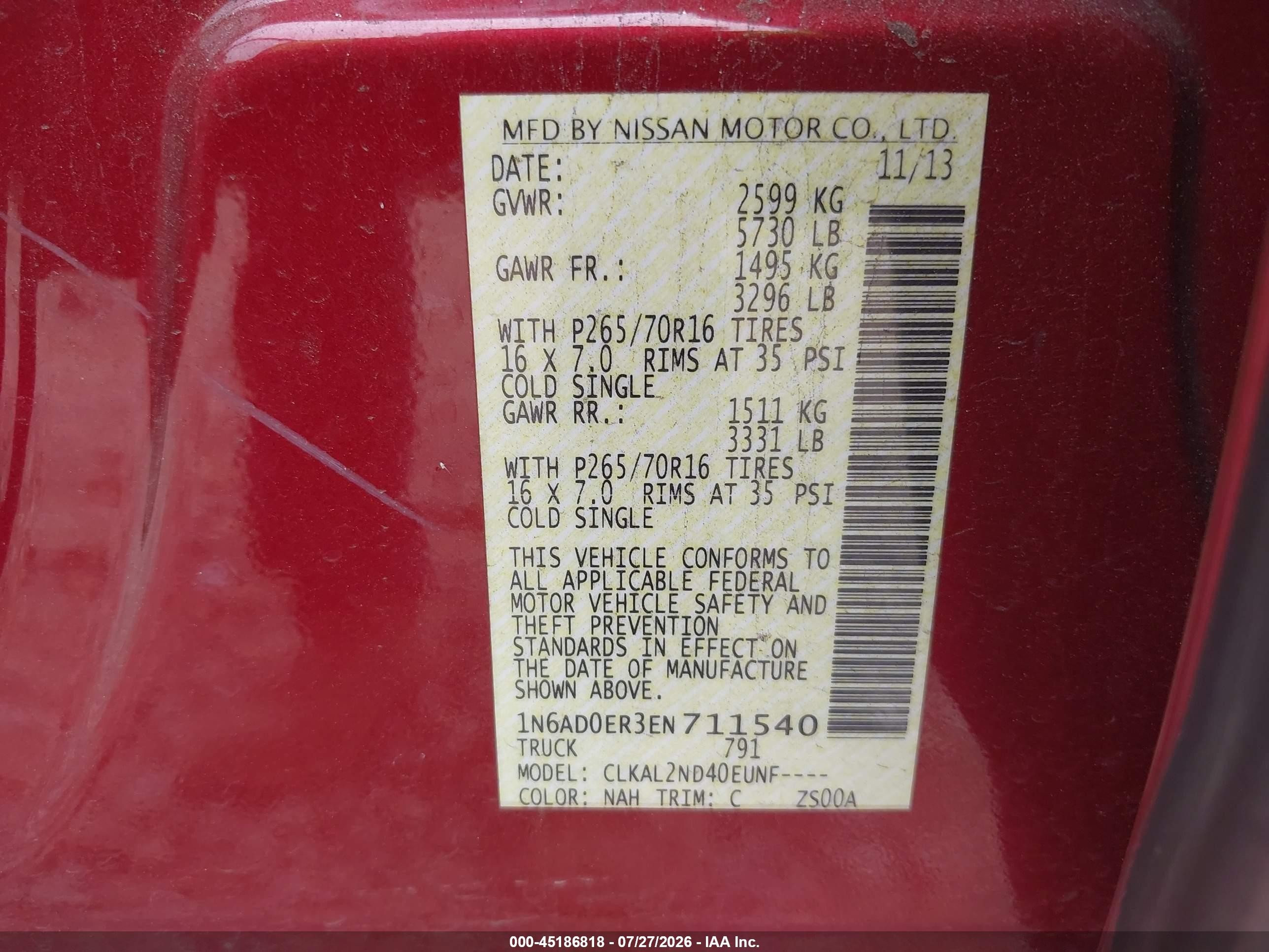2014 Nissan Frontier Sv Красный vin: 1N6AD0ER3EN711540