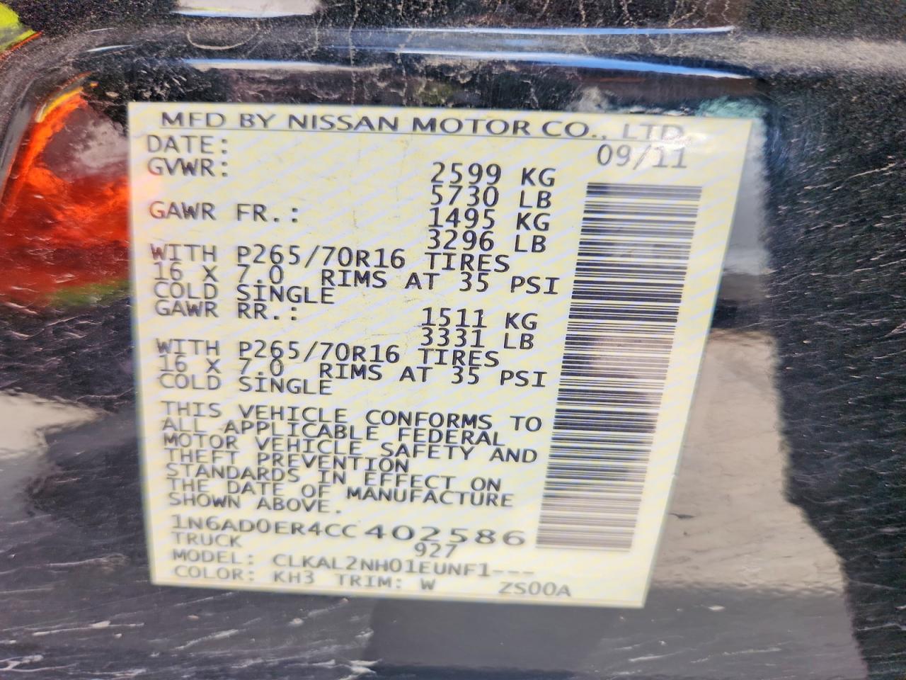 2012 Nissan Frontier S Black vin: 1N6AD0ER4CC402586