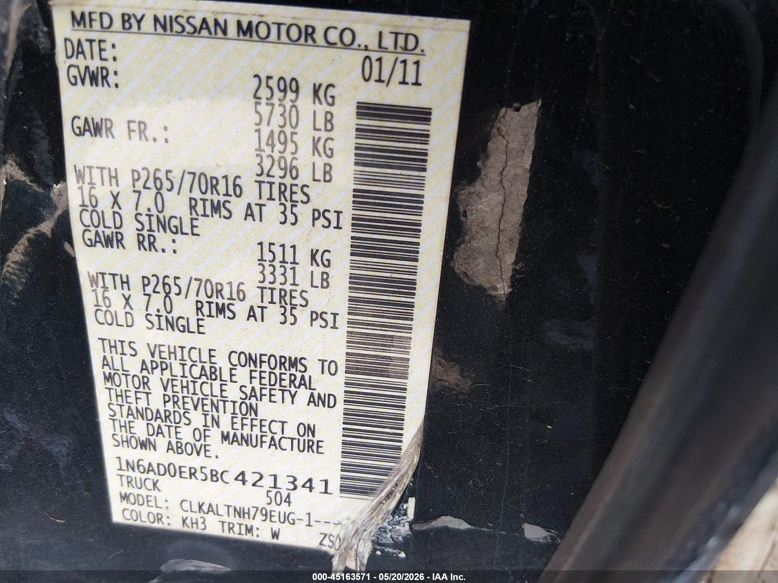 2011 Nissan Frontier Sv Черный vin: 1N6AD0ER5BC421341