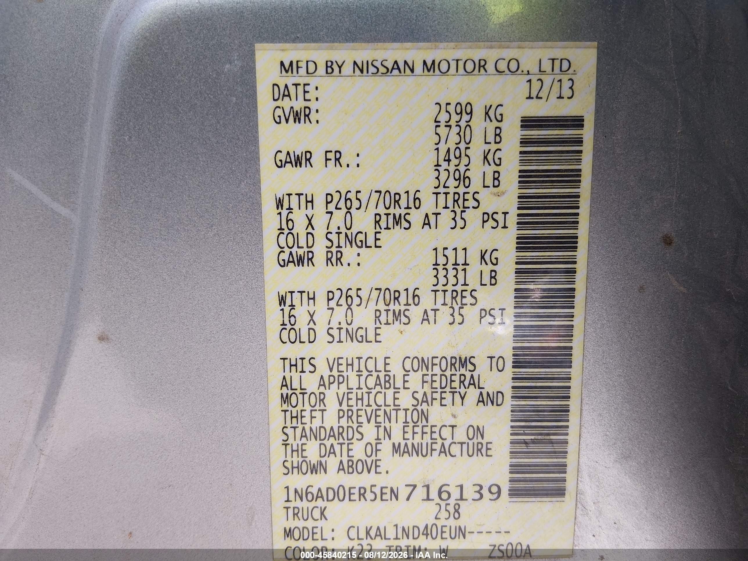 2014 Nissan Frontier S Silver vin: 1N6AD0ER5EN716139