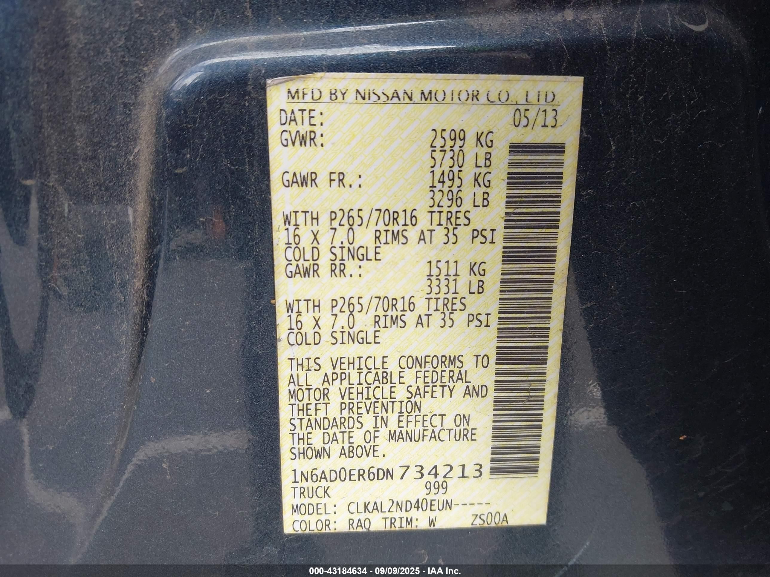 2013 Nissan Frontier Sv Blue vin: 1N6AD0ER6DN734213