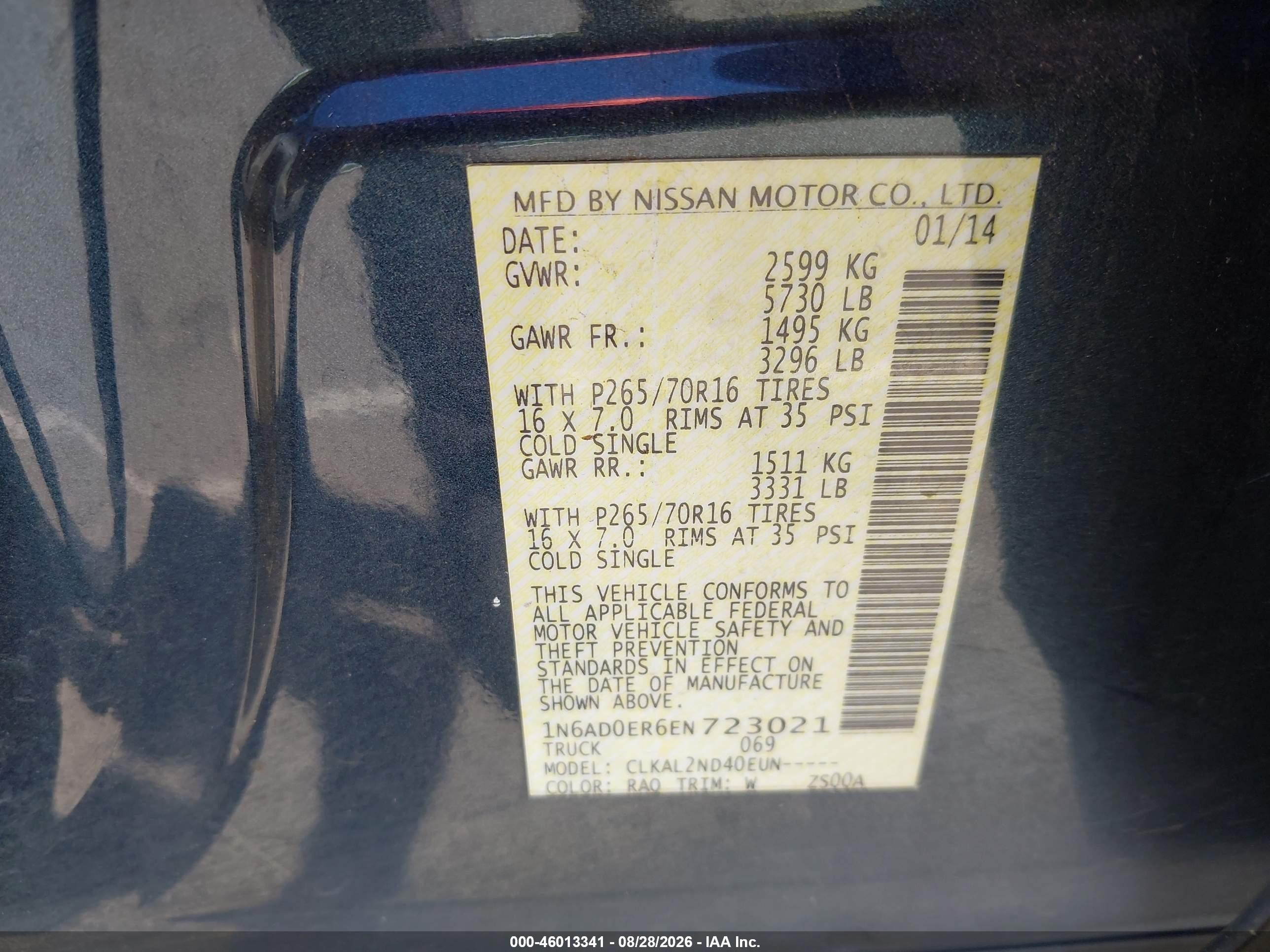 2014 Nissan Frontier Sv Blue vin: 1N6AD0ER6EN723021