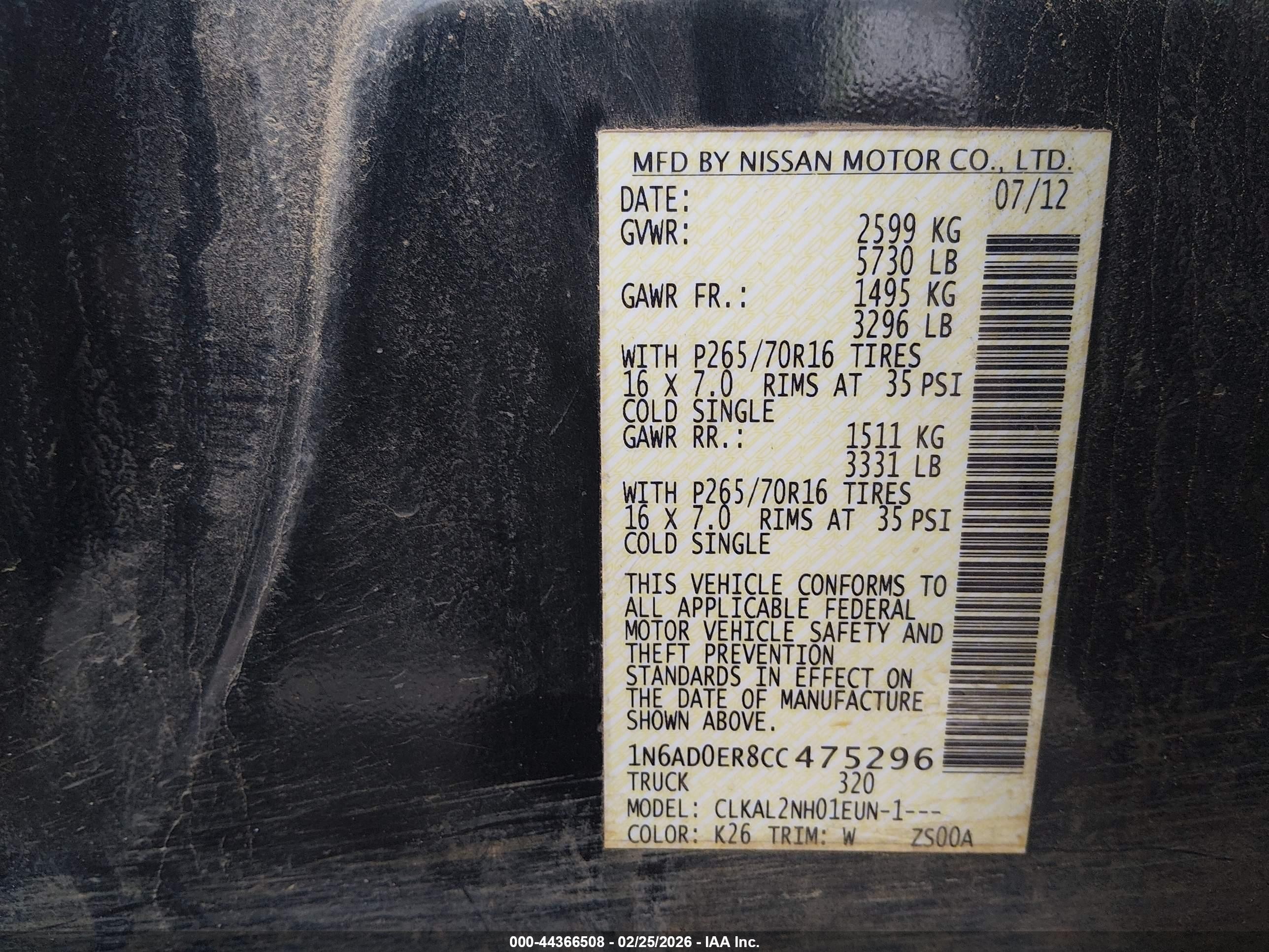 2012 Nissan Frontier Sv Gray vin: 1N6AD0ER8CC475296