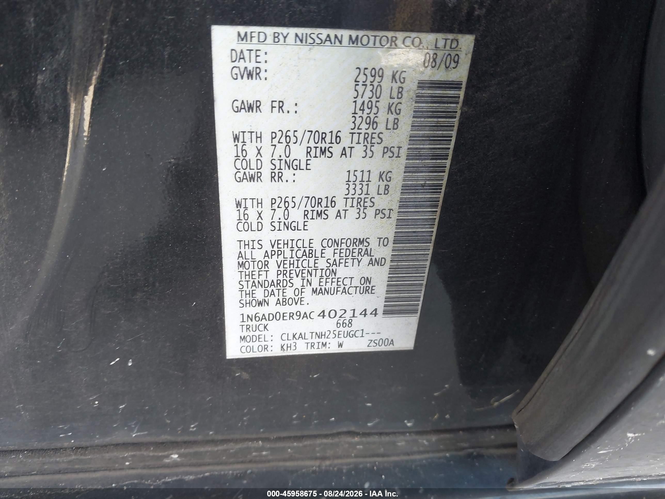 2010 Nissan Frontier Se Black vin: 1N6AD0ER9AC402144