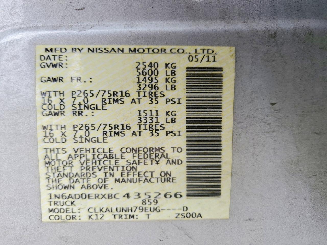 2011 Nissan Frontier S Silver vin: 1N6AD0ERXBC435266