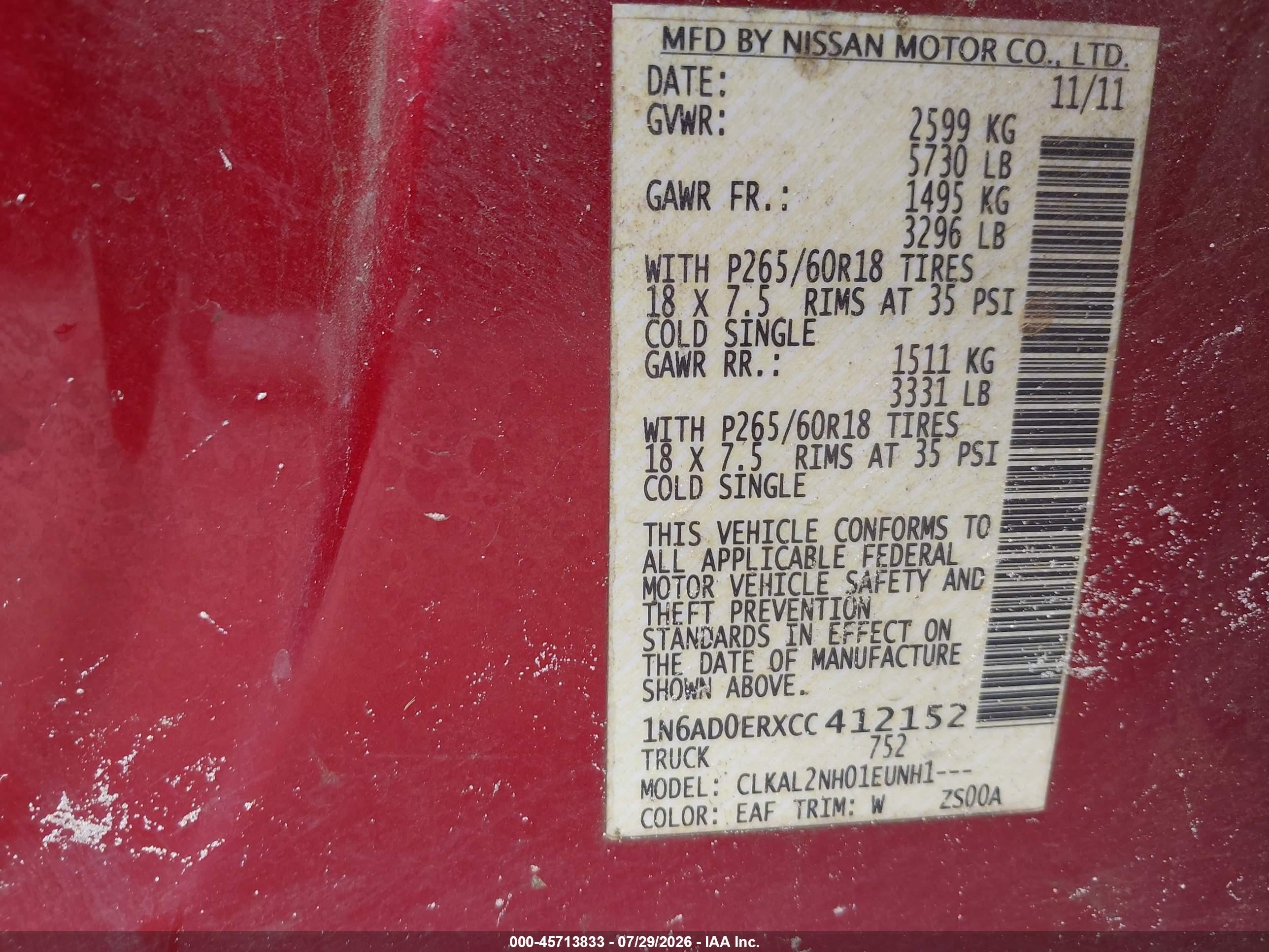 2012 Nissan Frontier Sv Red vin: 1N6AD0ERXCC412152