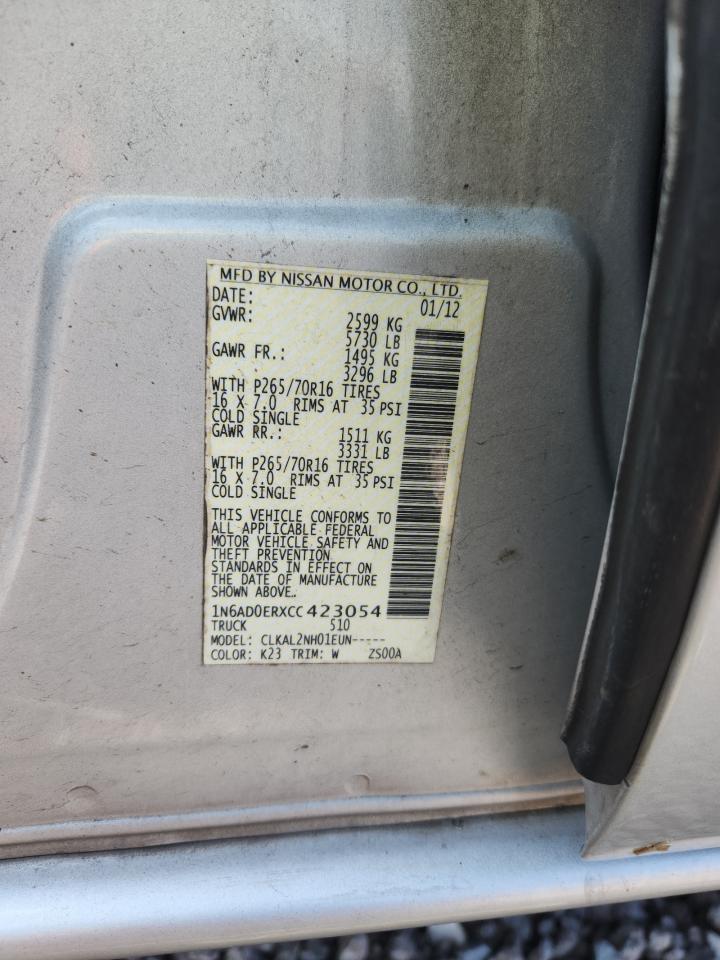 2012 Nissan Frontier S Silver vin: 1N6AD0ERXCC423054