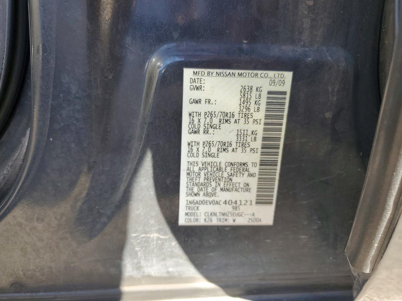 2010 Nissan Frontier Crew Cab Se Gray vin: 1N6AD0EV0AC404121