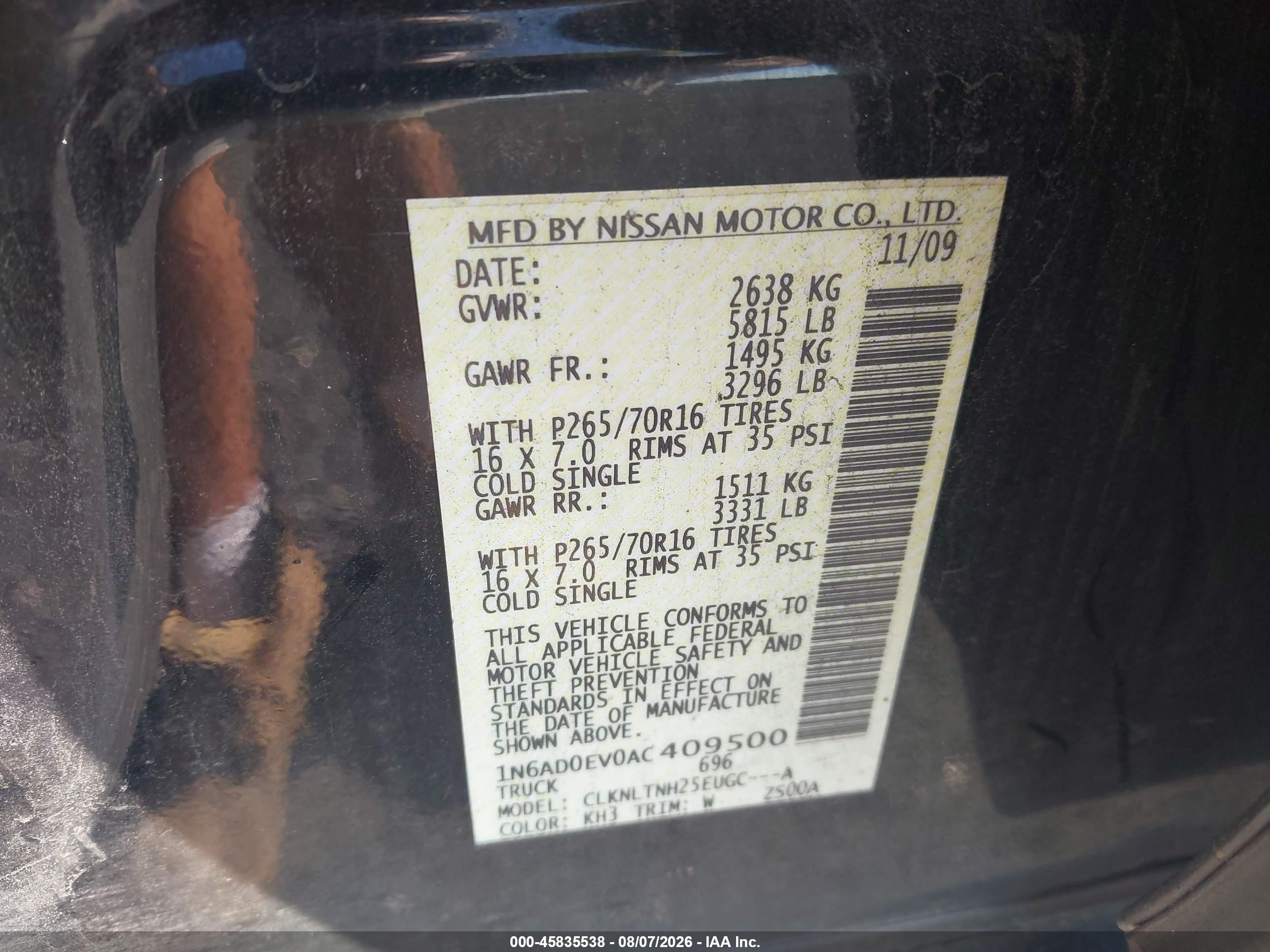 2010 Nissan Frontier Se Black vin: 1N6AD0EV0AC409500