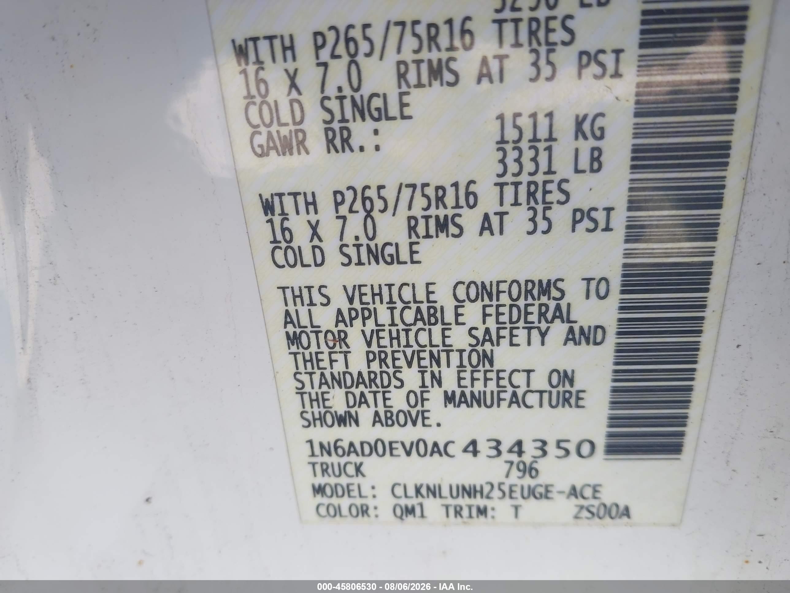 2010 Nissan Frontier Pro-4x White vin: 1N6AD0EV0AC434350