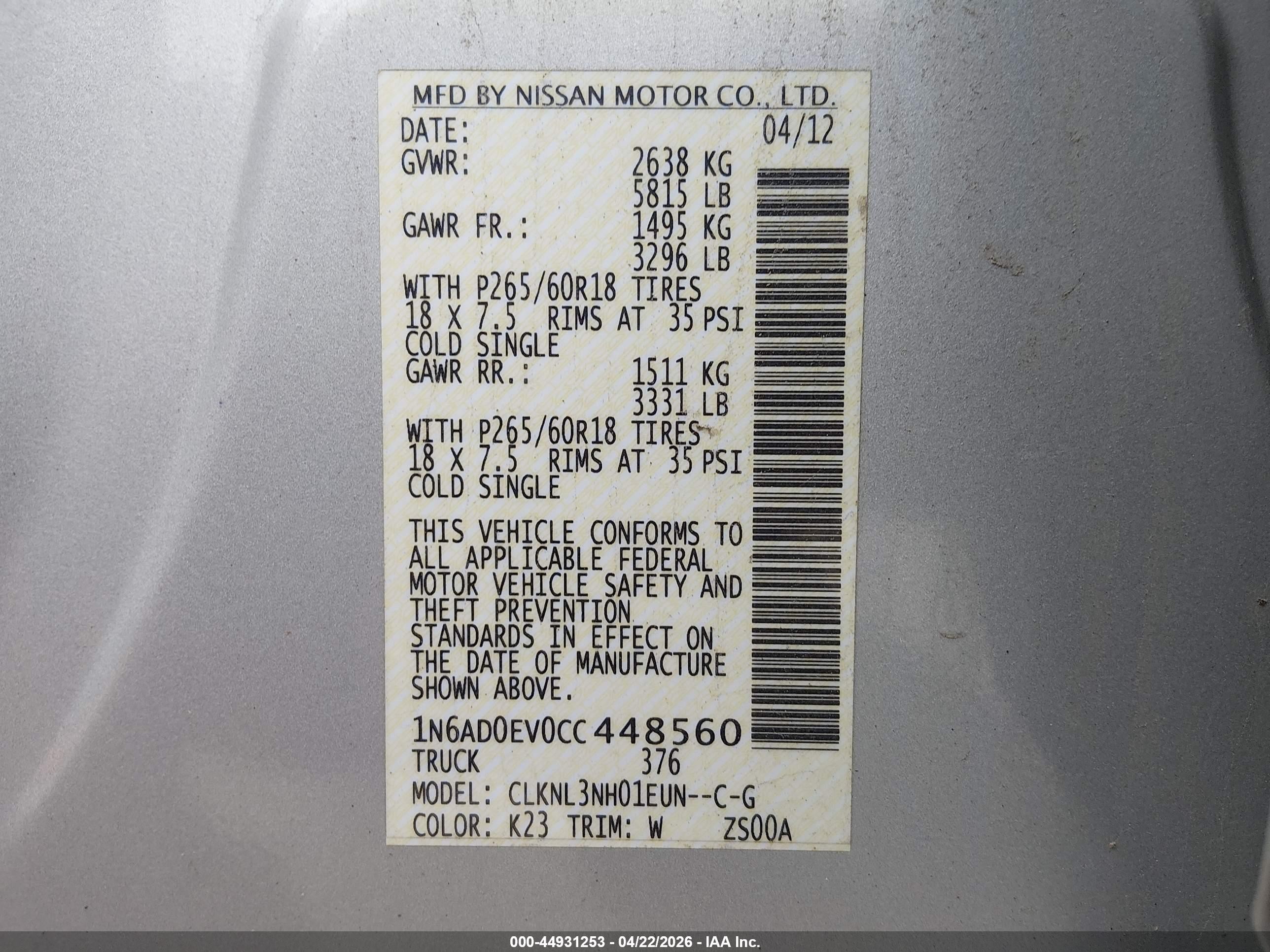 2012 Nissan Frontier Sl Silver vin: 1N6AD0EV0CC448560