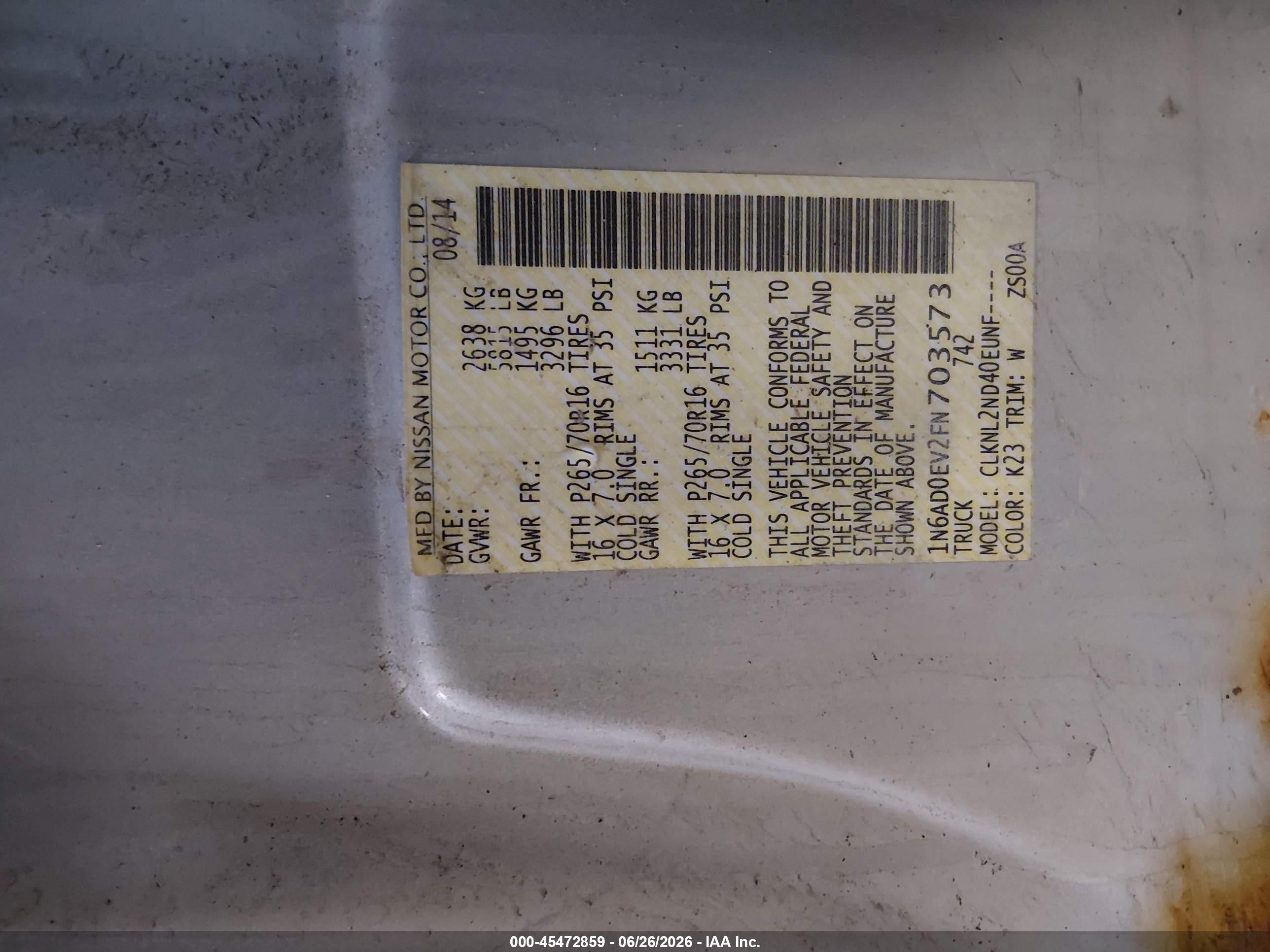 2015 Nissan Frontier Sv Silver vin: 1N6AD0EV2FN703573