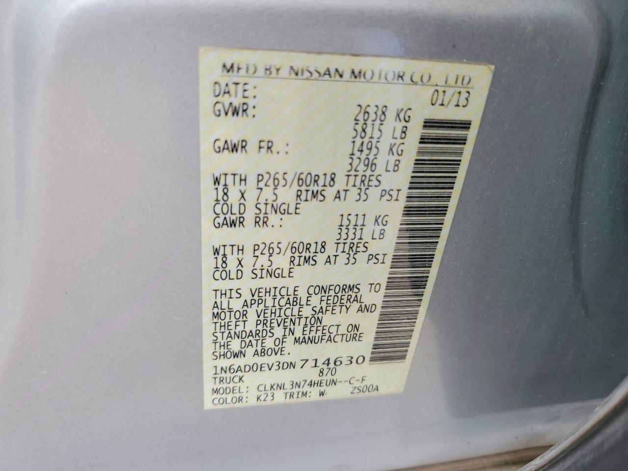 2013 Nissan Frontier S Silver vin: 1N6AD0EV3DN714630