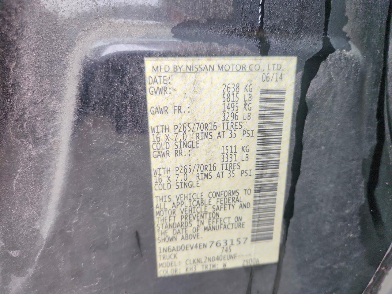 2014 Nissan Frontier S Black vin: 1N6AD0EV4EN763157