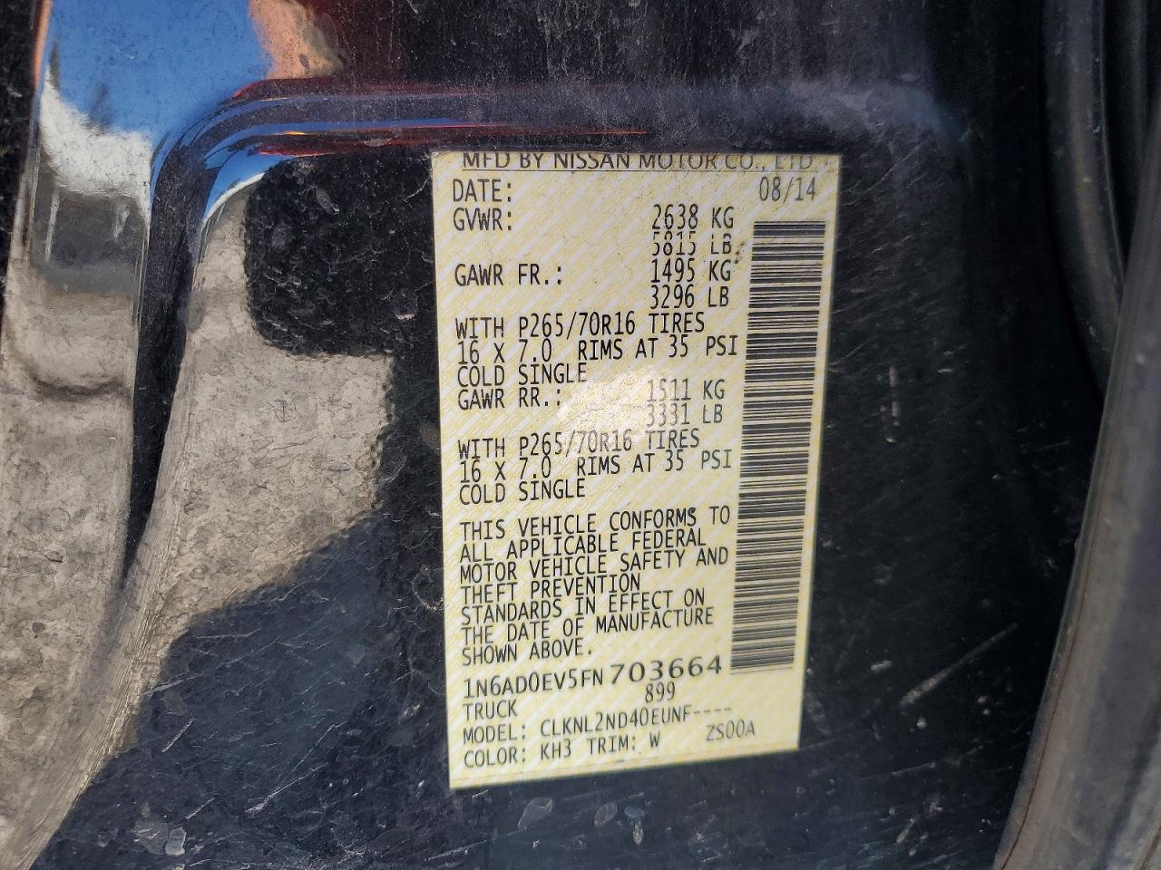 2015 Nissan Frontier S Black vin: 1N6AD0EV5FN703664