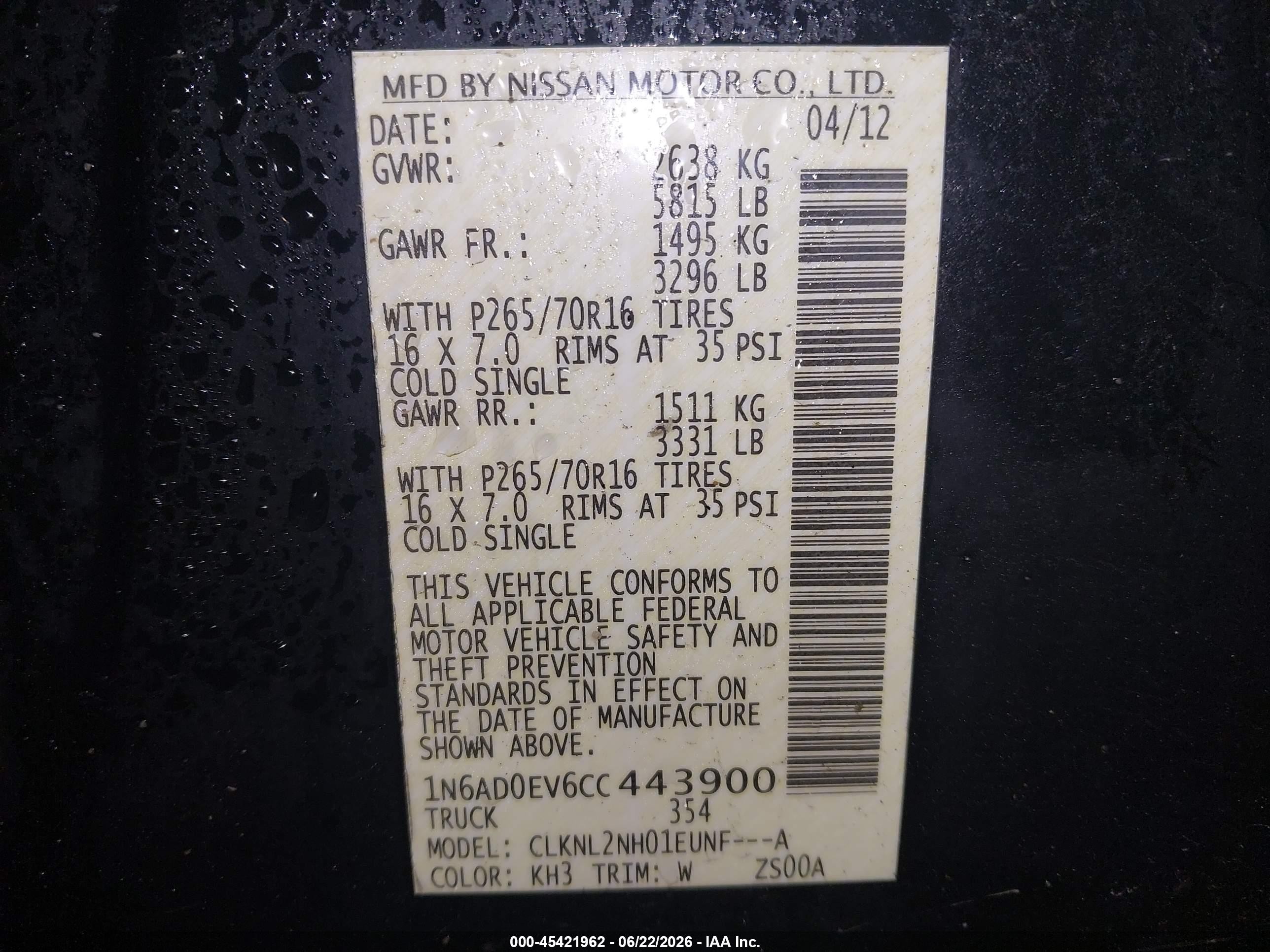 2012 Nissan Frontier Sv Black vin: 1N6AD0EV6CC443900