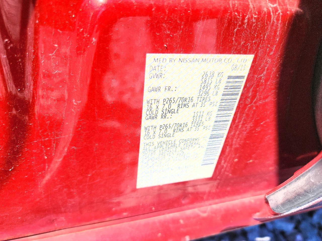 2015 Nissan Frontier S Red vin: 1N6AD0EV6FN769091