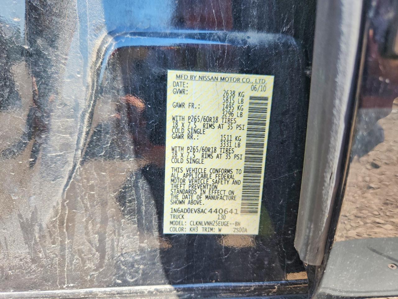 2010 Nissan Frontier Se V6 Black vin: 1N6AD0EV8AC440641