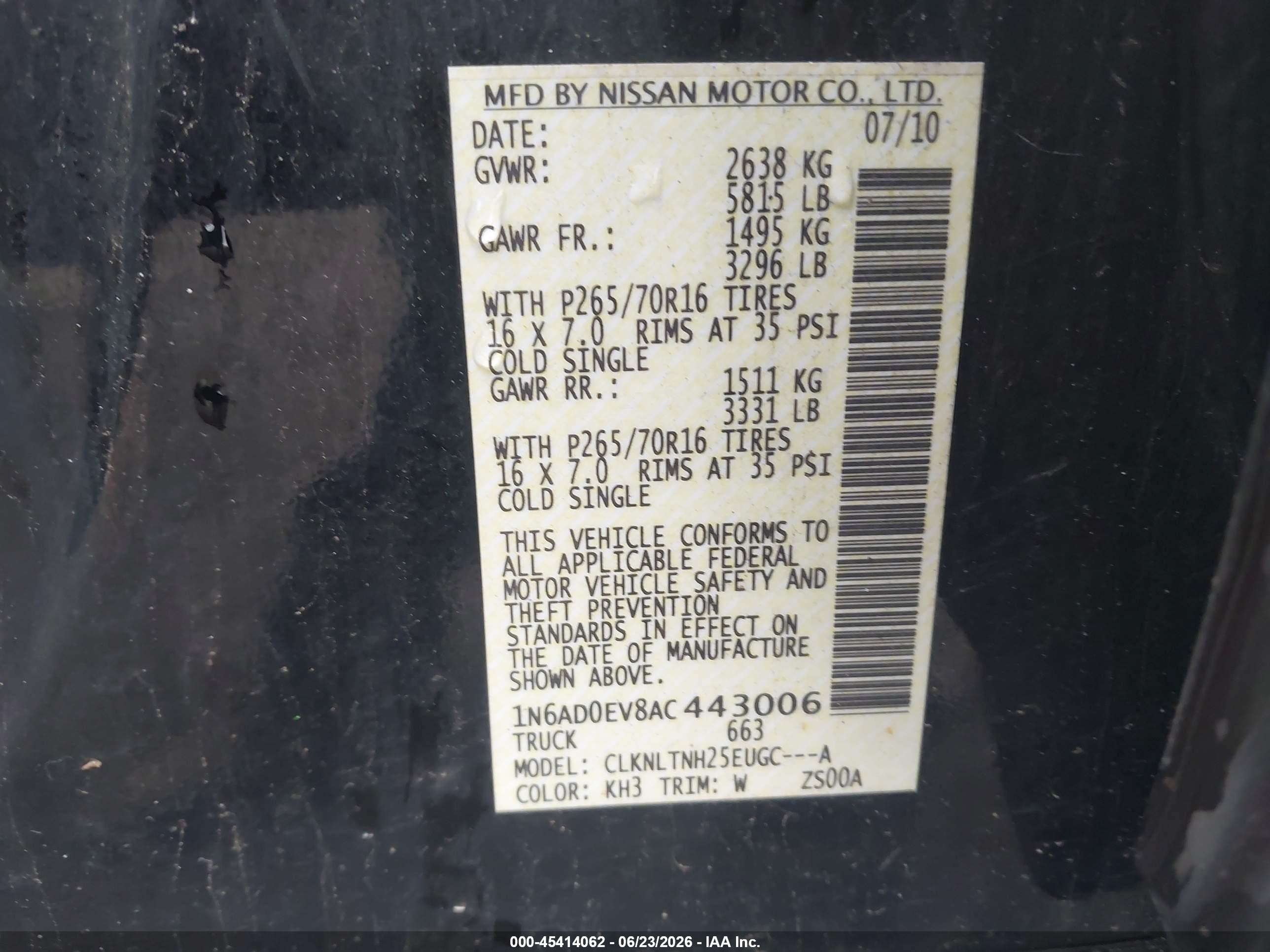 2010 Nissan Frontier Se Черный vin: 1N6AD0EV8AC443006