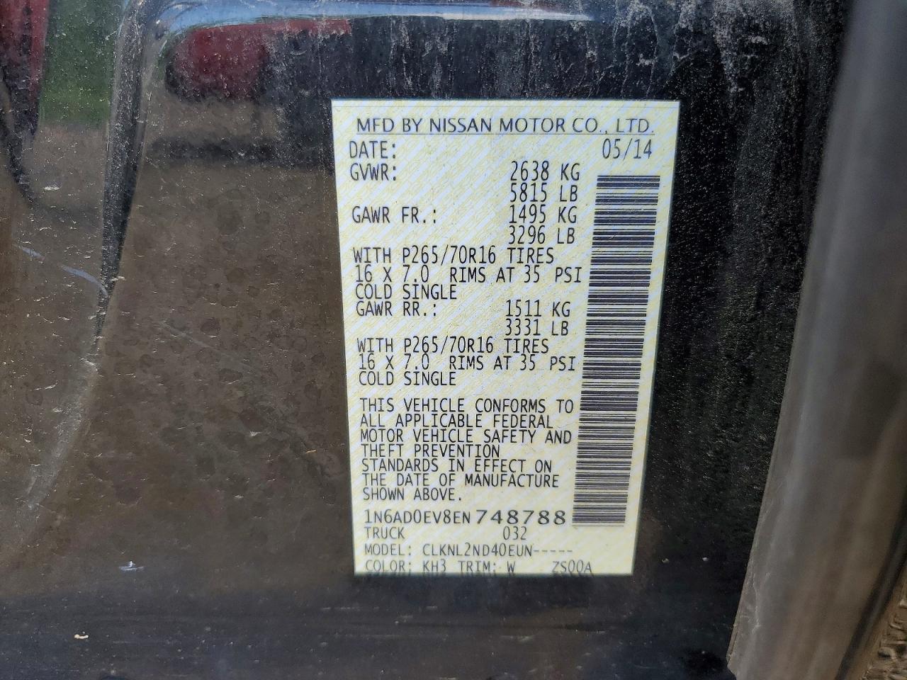 2014 Nissan Frontier Sv Black vin: 1N6AD0EV8EN748788