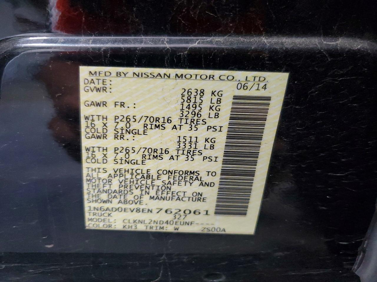 2014 Nissan Frontier S Black vin: 1N6AD0EV8EN762061