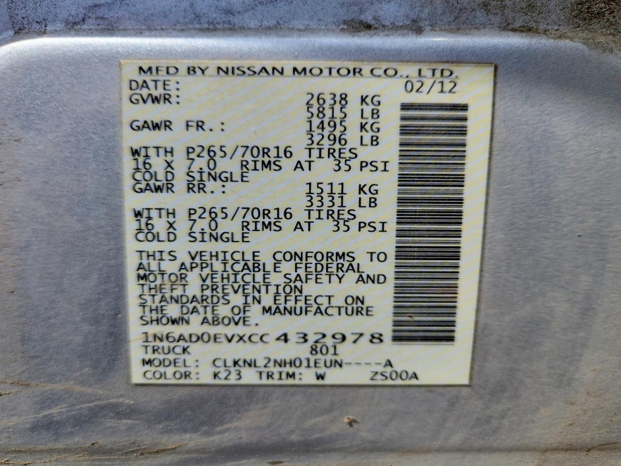 2012 Nissan Frontier S Серебряный vin: 1N6AD0EVXCC432978
