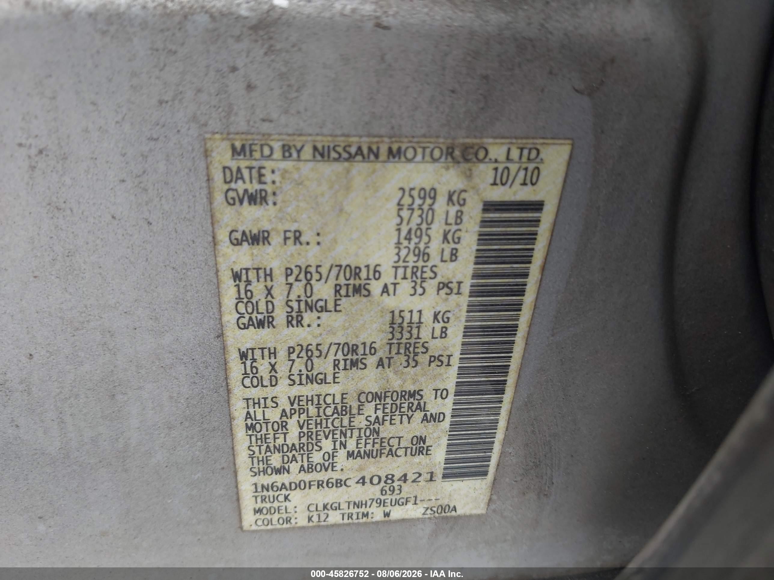 2011 Nissan Frontier Sv Silver vin: 1N6AD0FR6BC408421