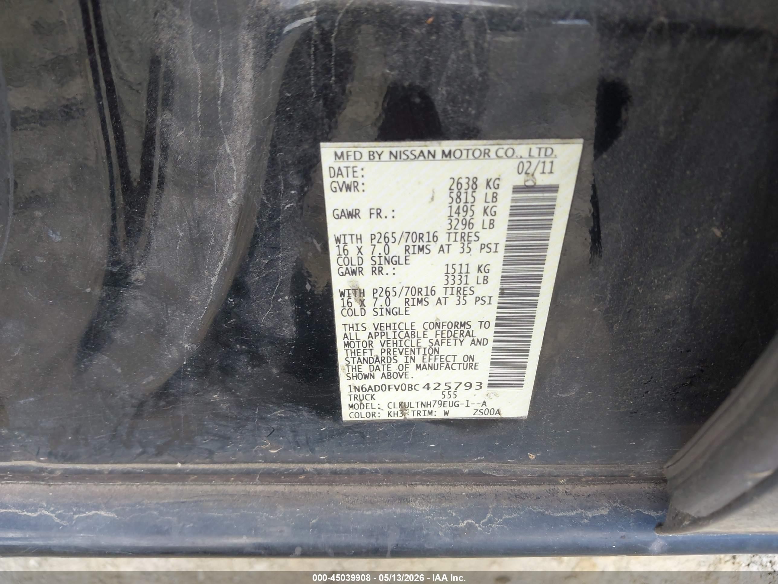2011 Nissan Frontier Sv Черный vin: 1N6AD0FV0BC425793