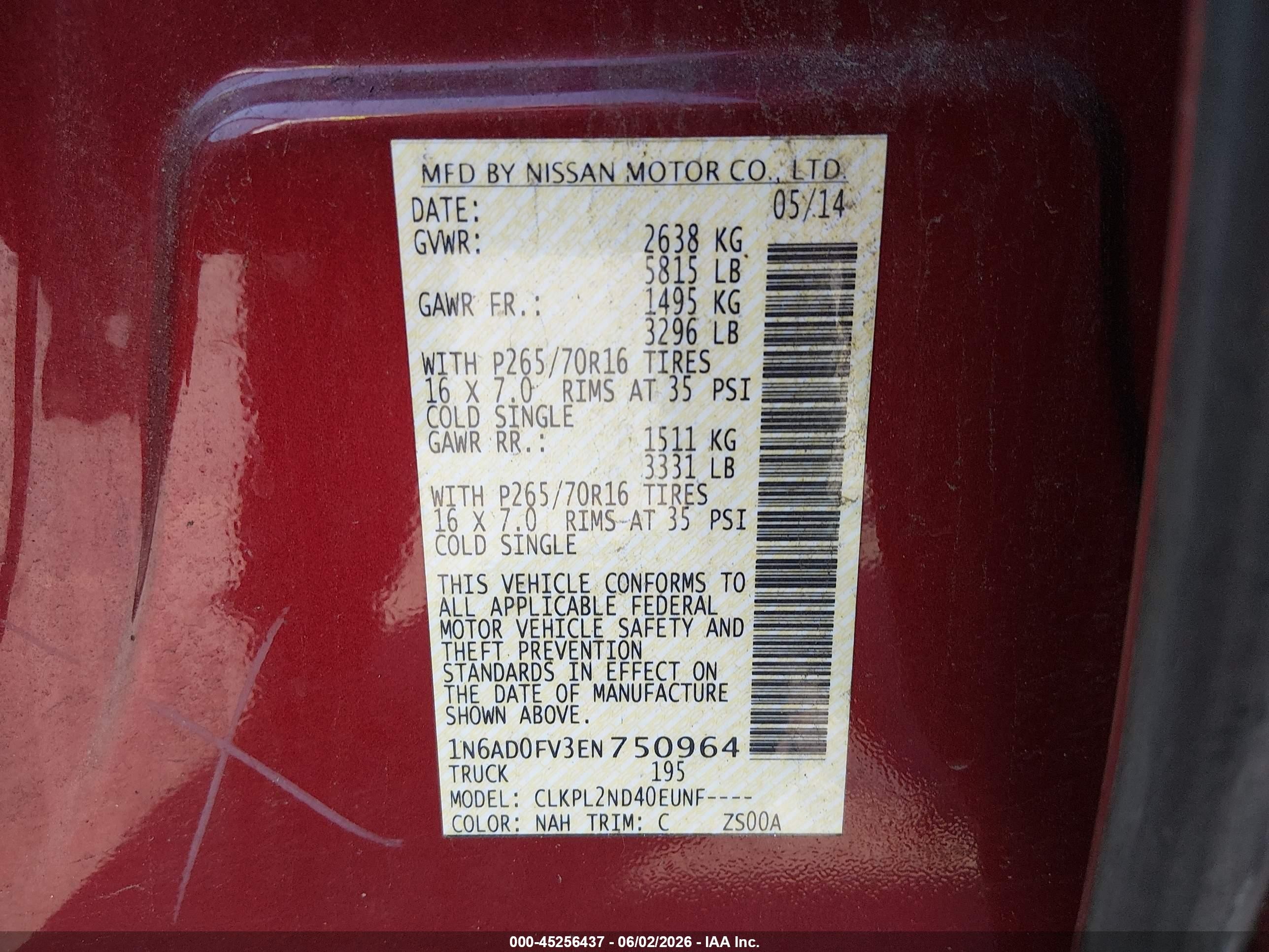 2014 Nissan Frontier Sv Темно-бордовый vin: 1N6AD0FV3EN750964